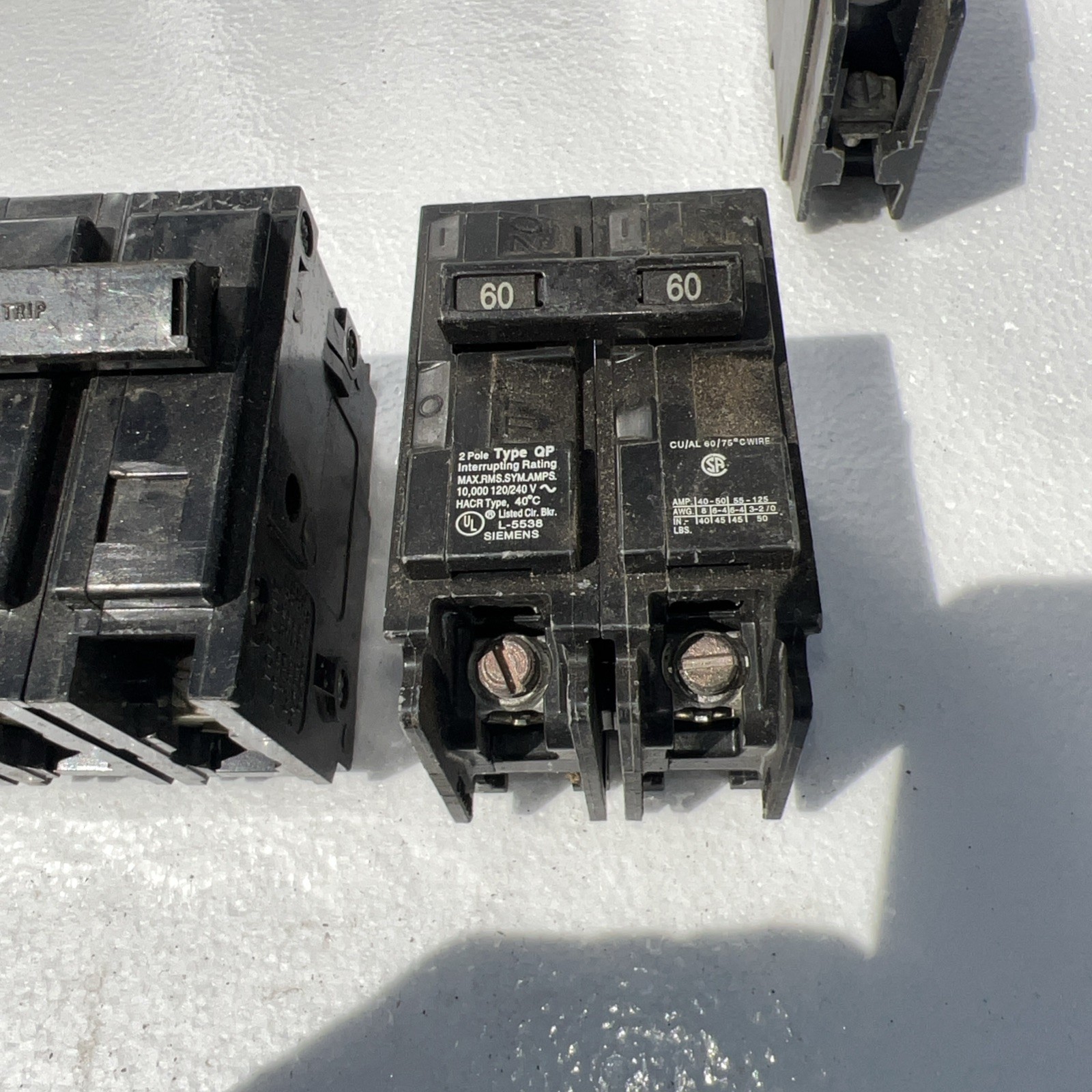 Lot of 40 Circuit Breakers assorted Single Double 3 Pole 20 30 60 Amp Lot 135