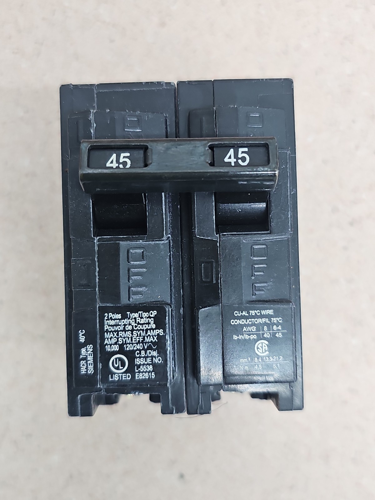SIEMENS Q245 2POLE 45A CIRCUIT BREAKER 120/240V NOS