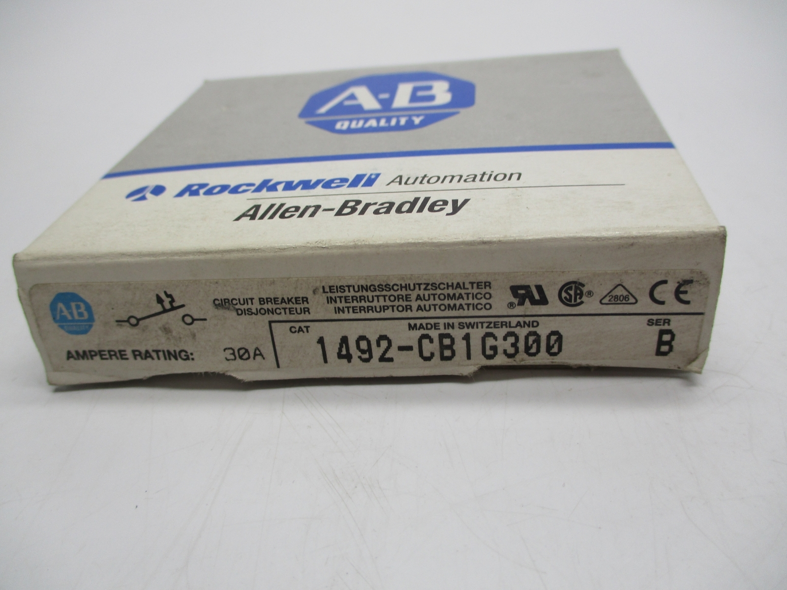 ALLEN BRADLEY 1492-CB1G300 SER.B CIRCUIT BREAKER 1POLE 30AMP NSMP