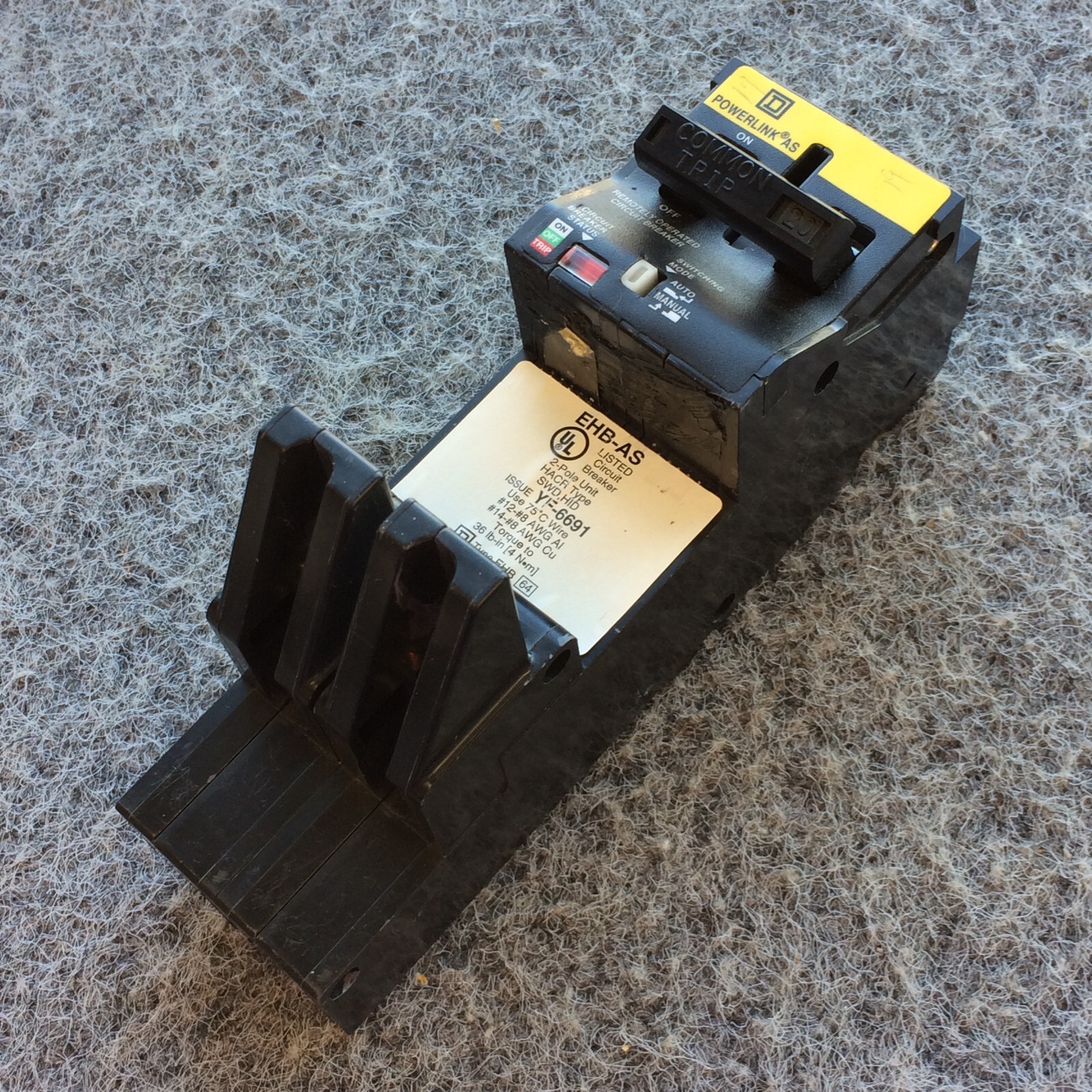 SQUARE D EHB24020AS, 20 Amp 480V, Remotely Operated Circuit Breaker – WARRANTY