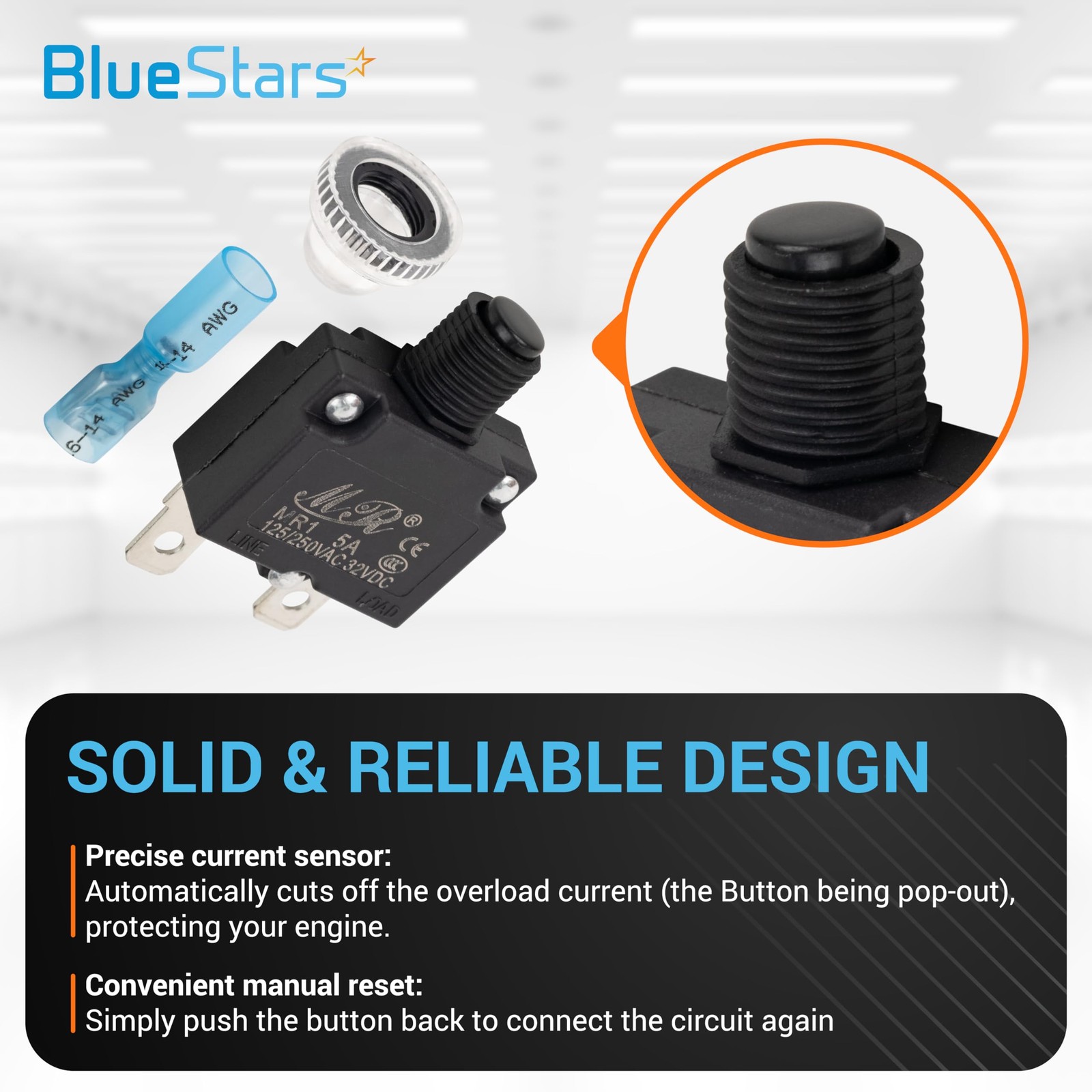 Push Button Circuit Breakers 5 PCS 5A Manual Reset Overload Protector Switch