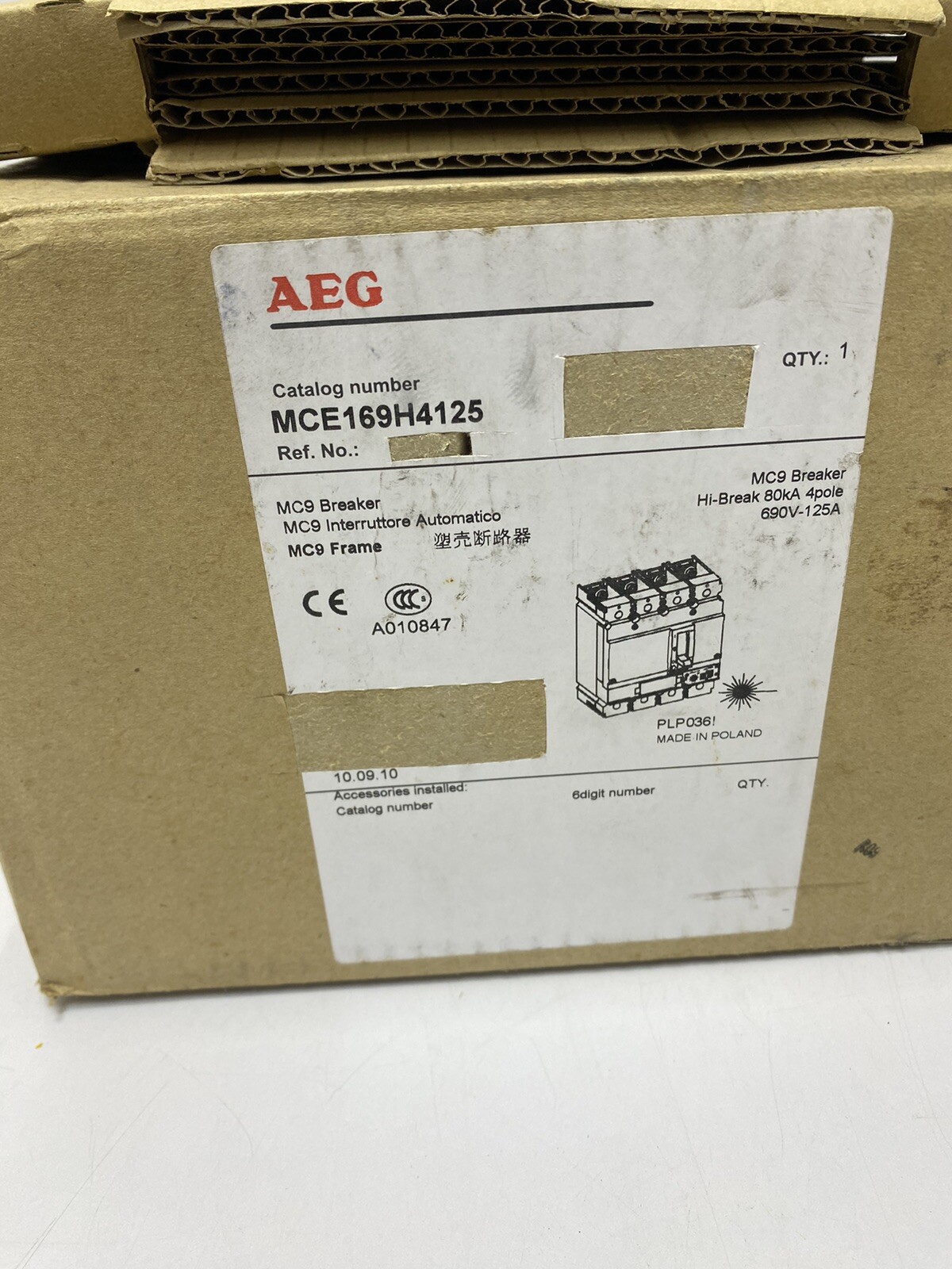 AEG circuit breaker MCE 169H MCE139H4125 / 4 Pole 125A