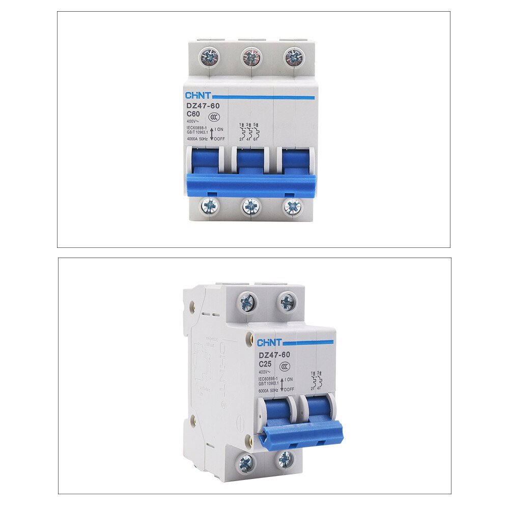 Circuit Breakers 1/2/3/4/6/10/16/20/25/32/40/60 Amp MCB Type C 6kA 1/2/3/4-Poles