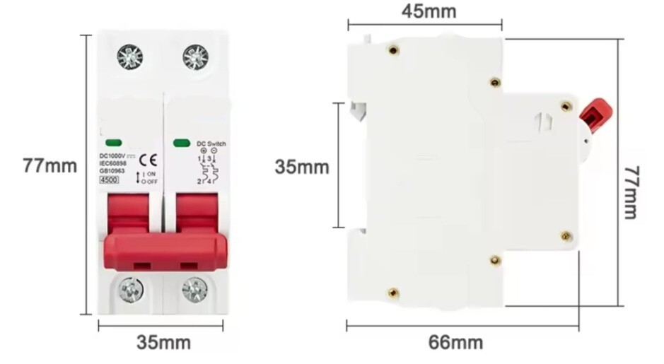 Solar DC Circuit Breaker 6A 10A 16A 20A 25A 32A 50A 1000V PV Disconnect Switch