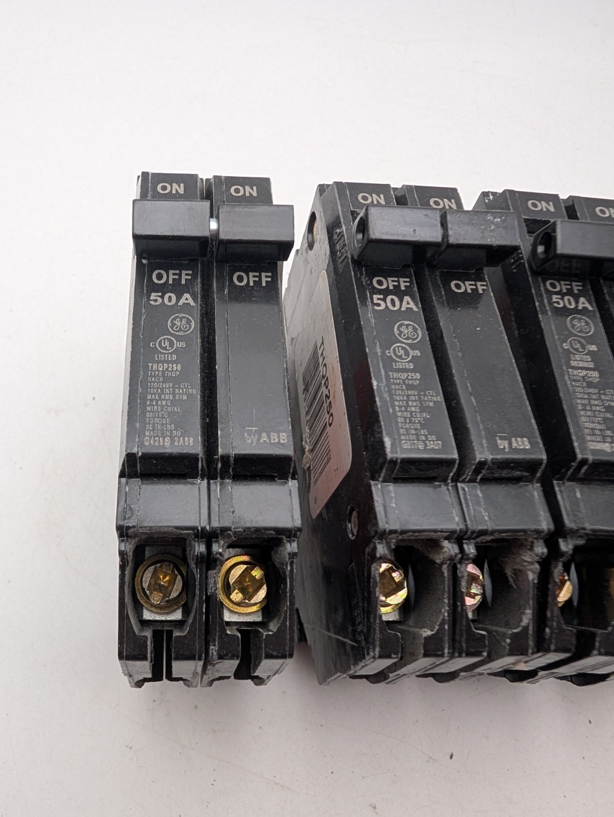 4x GE THQP250 Q-Line 50 Amp 1 in. Double-Pole Circuit Breaker *Storage Wear*