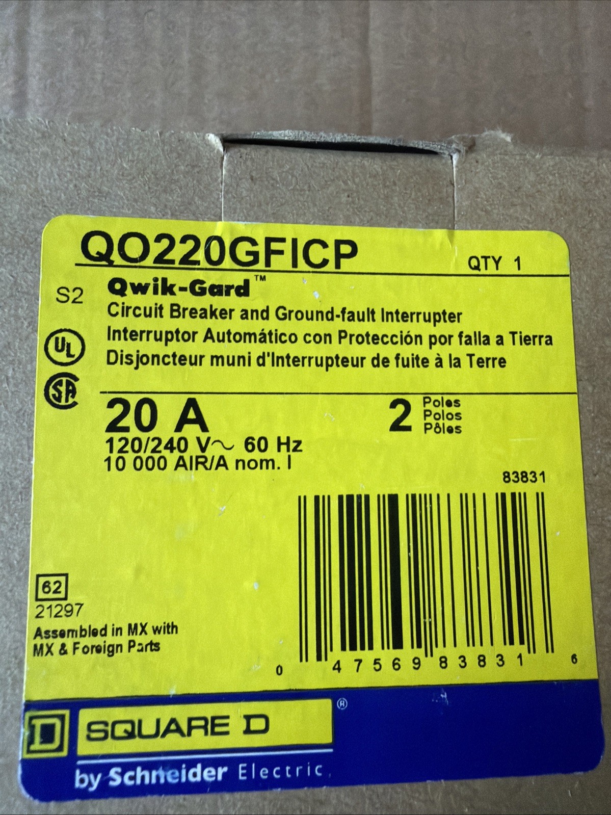 Square D QO220GFICP Circuit Breaker