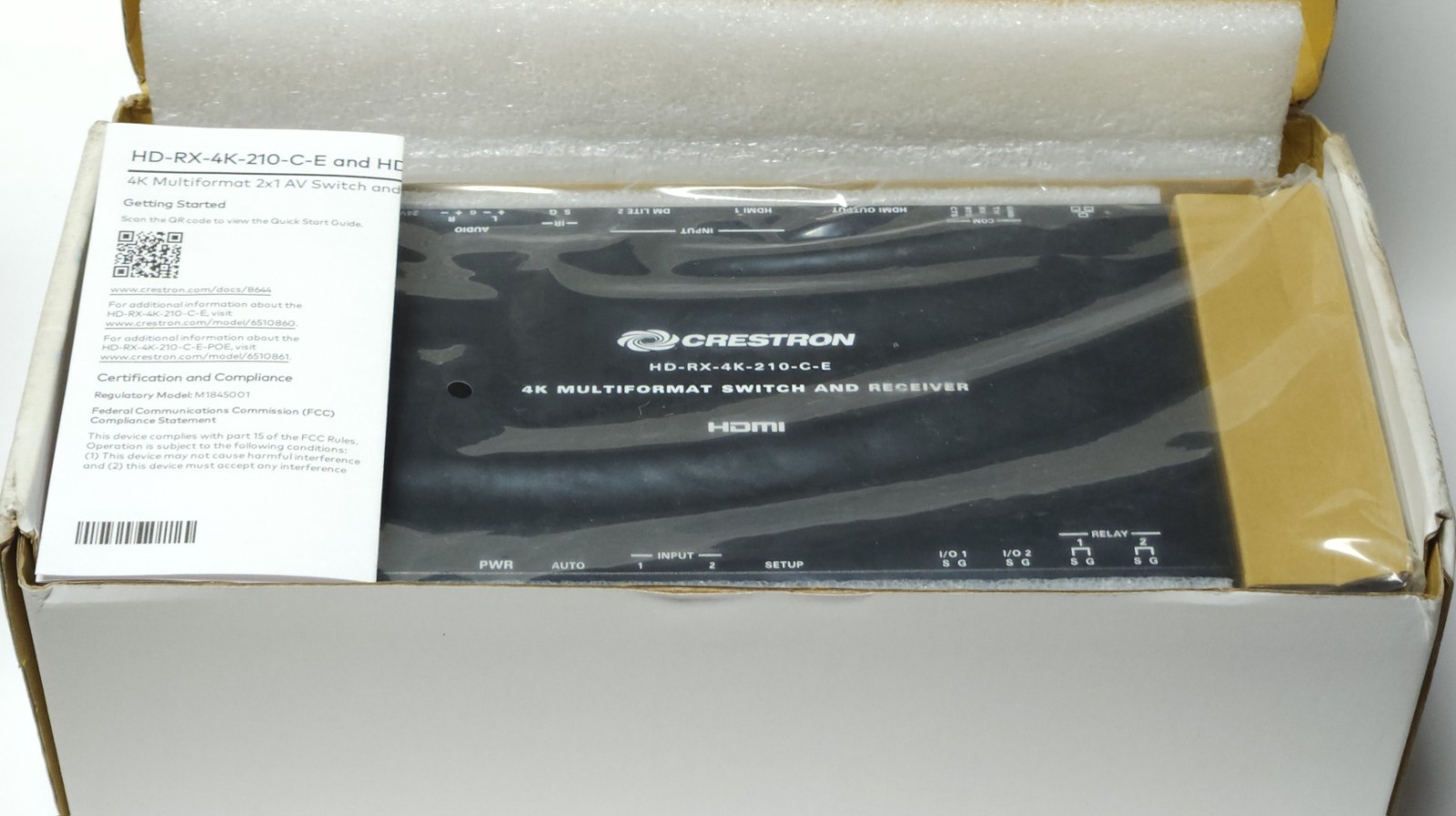 CRESTRON HD RX 4K 210 C E 4K Multiformat 2X1 AV Switch and Receiver Model M18450
