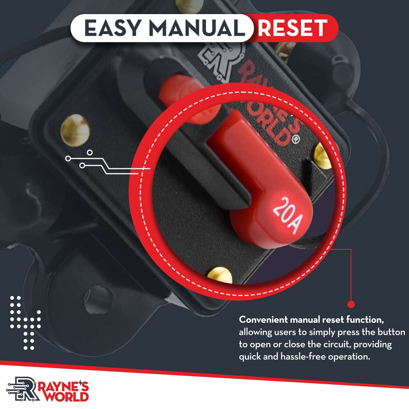 20A-300A Amp Waterproof Circuit Breaker Auto/Marine/Solar 12-48V DC Manual Reset