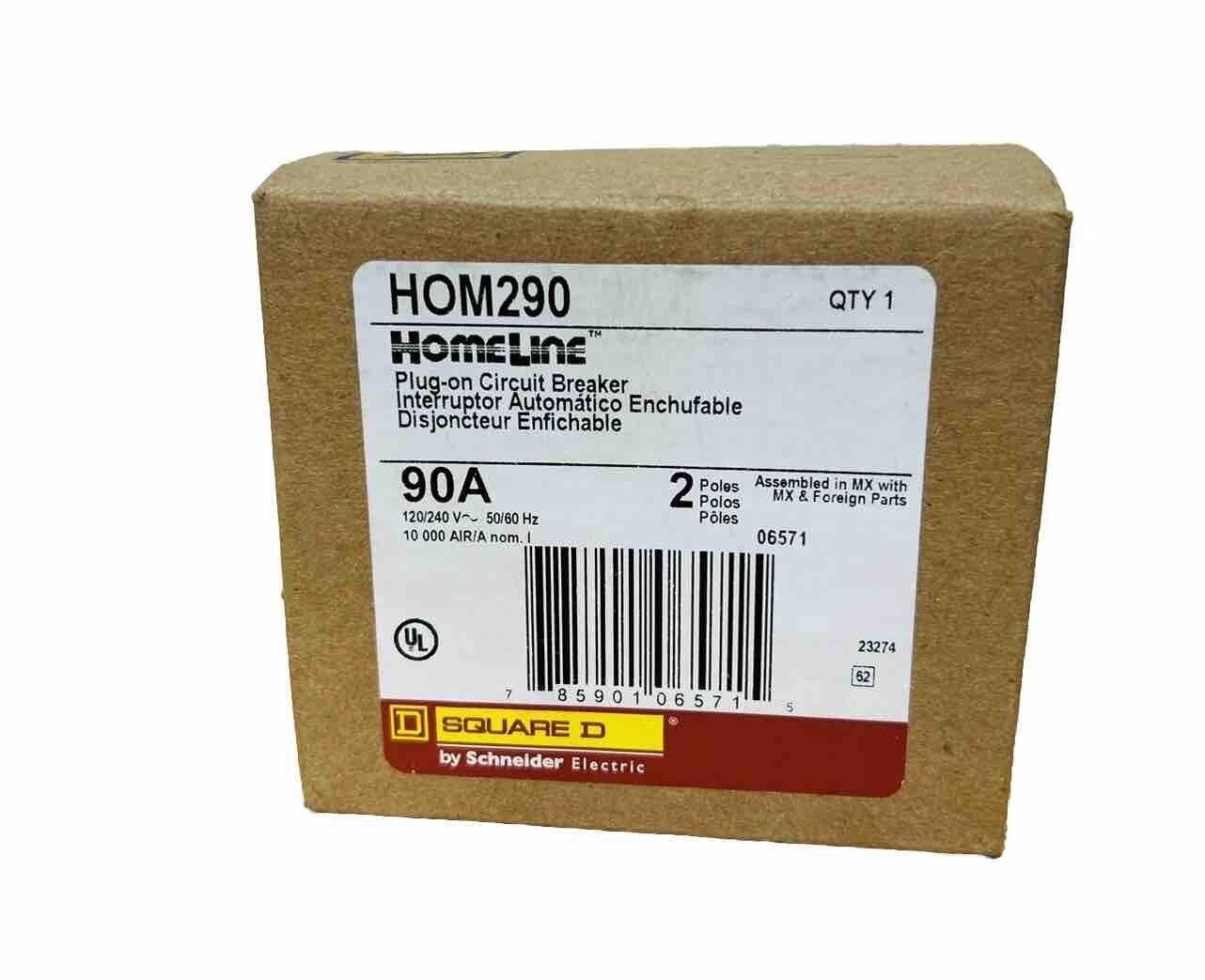 Square D HOM290 Homeline 90 Amp Two-Pole Circuit Breaker New In Box