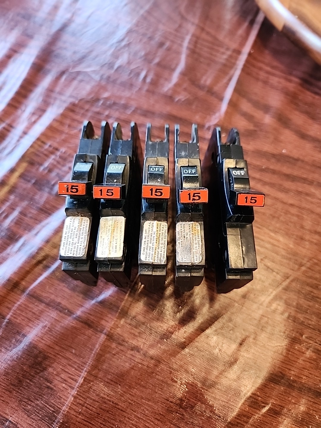 Lot Of 5 FPE NC115 15 Amp 1 Pole Stab-Lok Type NC Thin Red LOT OF 12