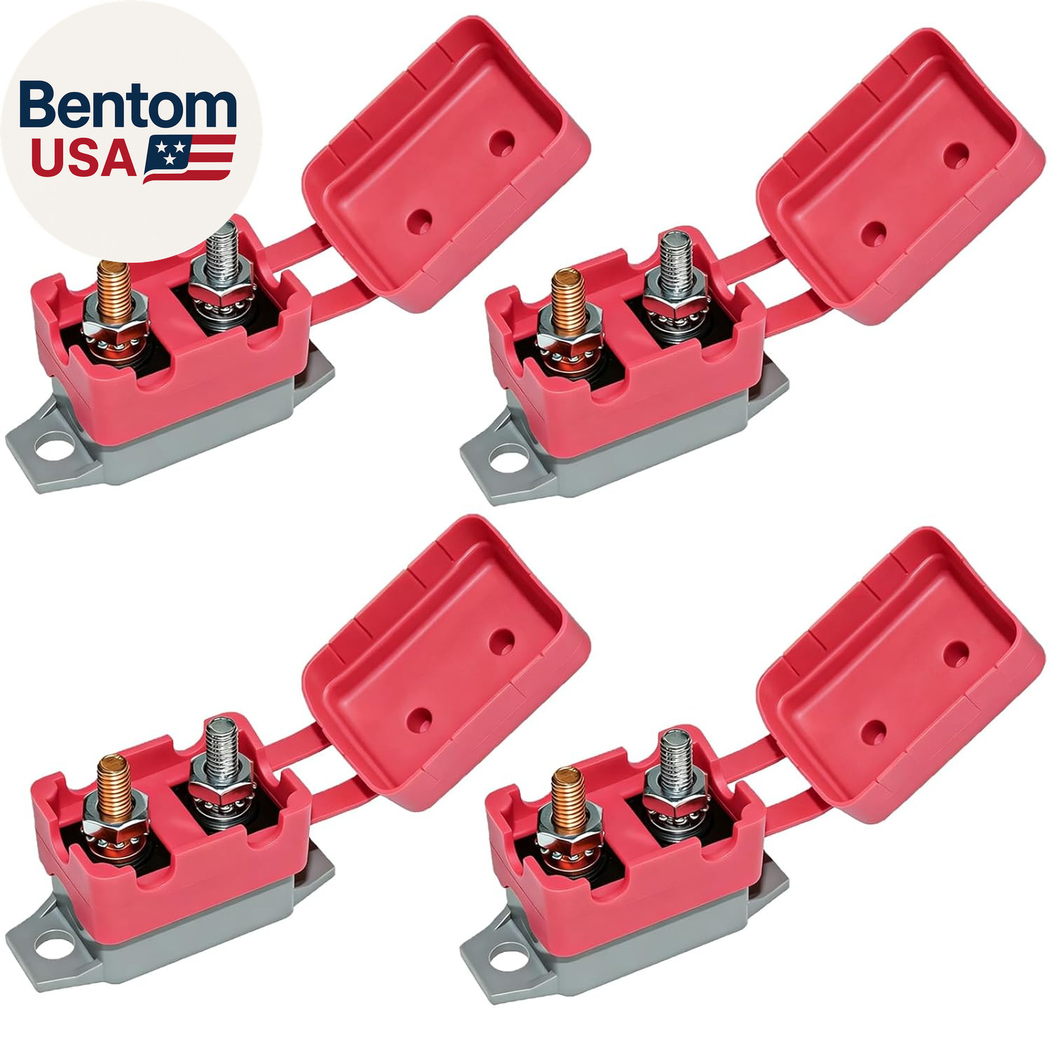 4PCS Auto Reset Circuit Breaker, Stud Type Circuit Breakers with Cover, 12V – 24