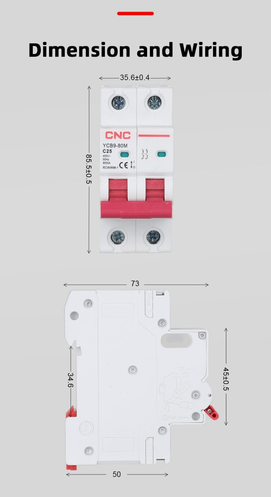 Miniature Circuit Breaker 6/10/16/20/25/32/40/50/63/80A 50/60Hz 1P/2P/3P/4P