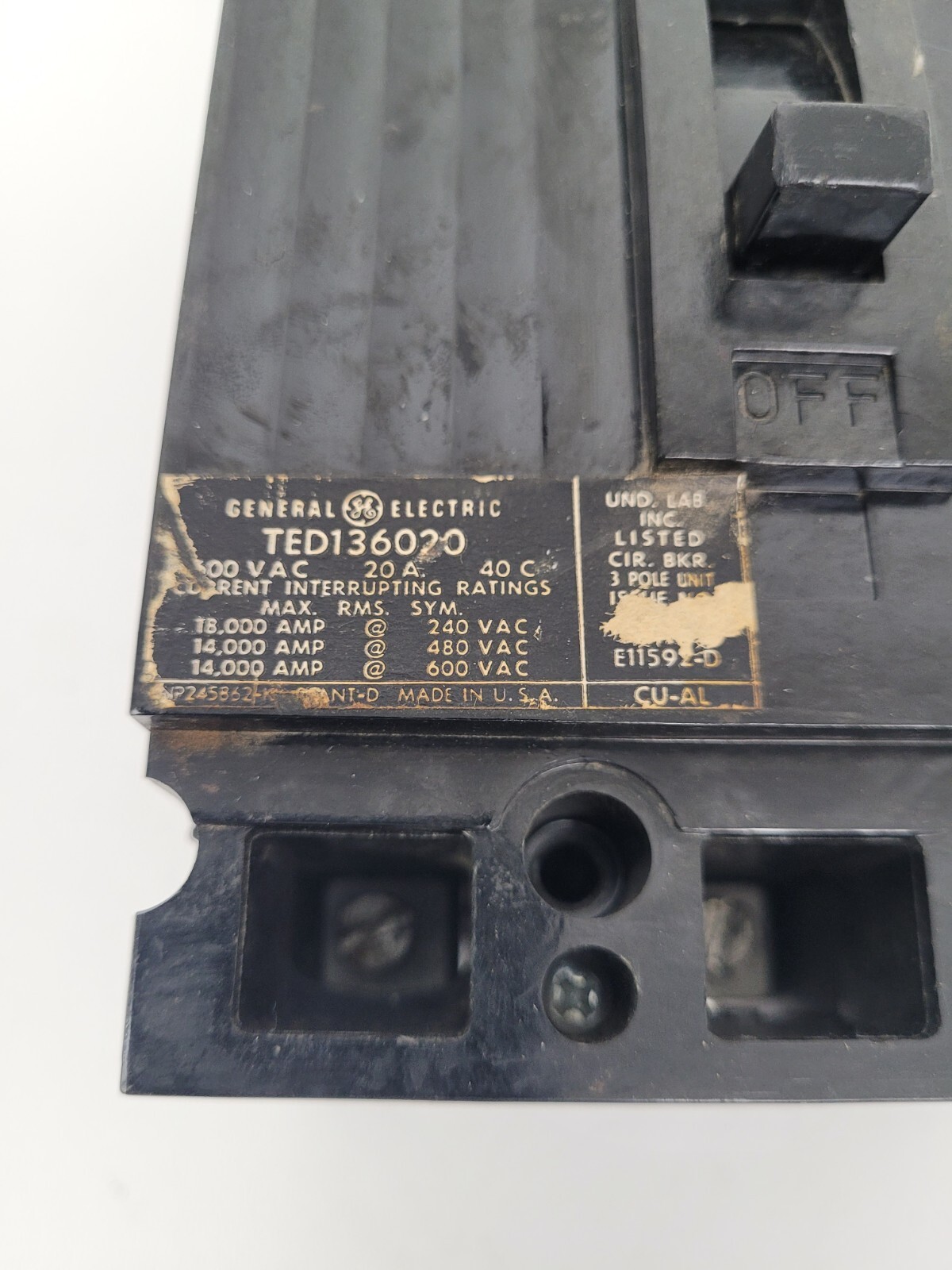 TED136020 GE 20 Amp 600V Circuit Breaker – Next Day Option