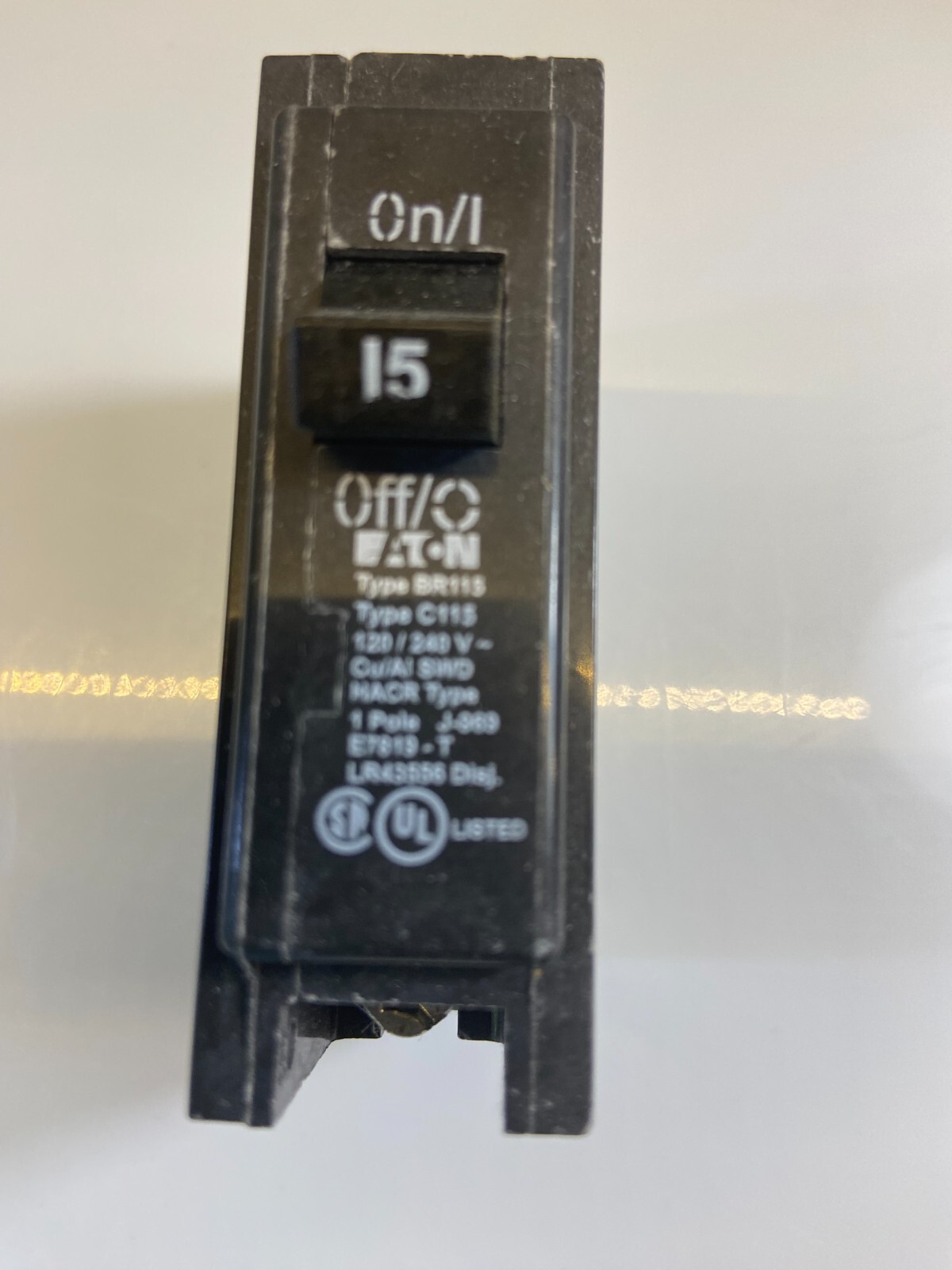 Eaton Cutler-Hammer Westinghouse BR115 15-Amp 1-Pole Type-C115 Breaker TESTED OK