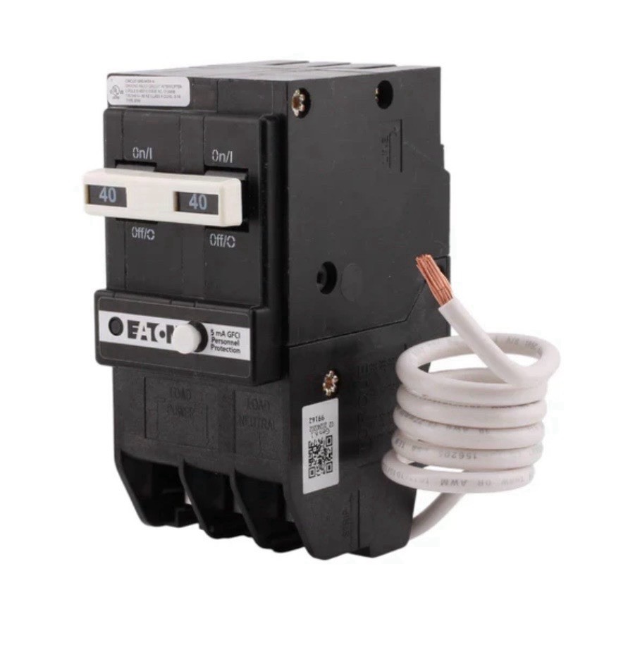 EATON BRN240GF 40 Amp Double Pole GFCI Circuit Breaker, Pigtail Neutral, FREE📦