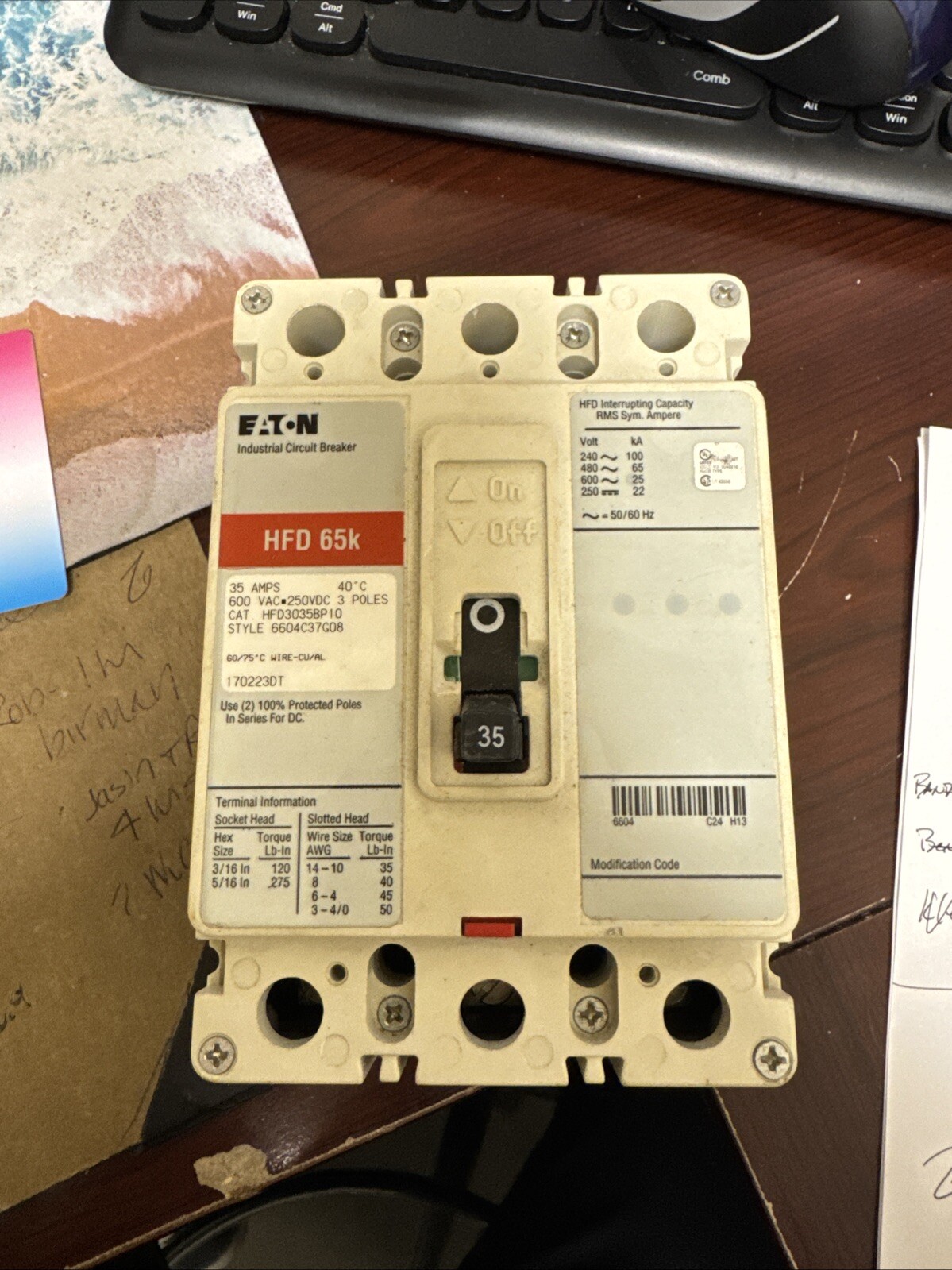 Eaton HFD30335BP10 35A 240-600V Circuit Breaker – White