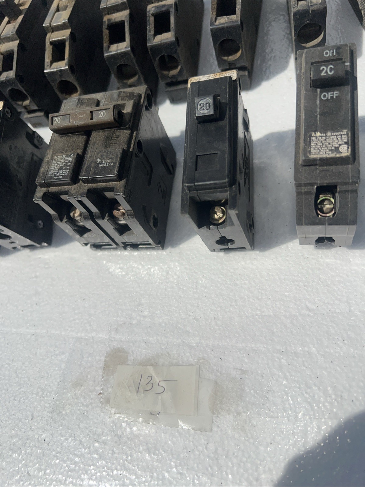 Lot of 40 Circuit Breakers assorted Single Double 3 Pole 20 30 60 Amp Lot 135