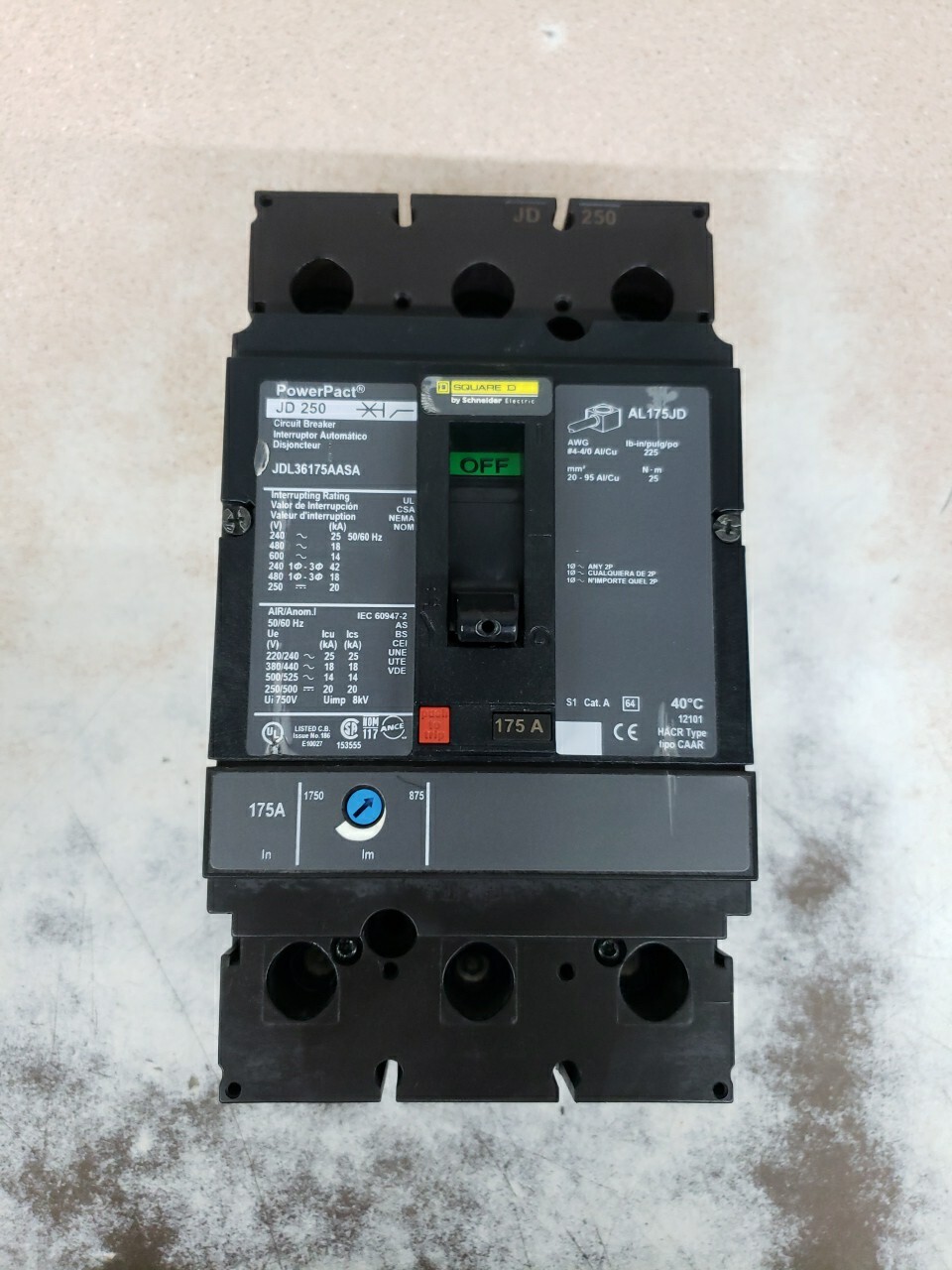 Square D JDL36175AASA 600V Circuit Breaker