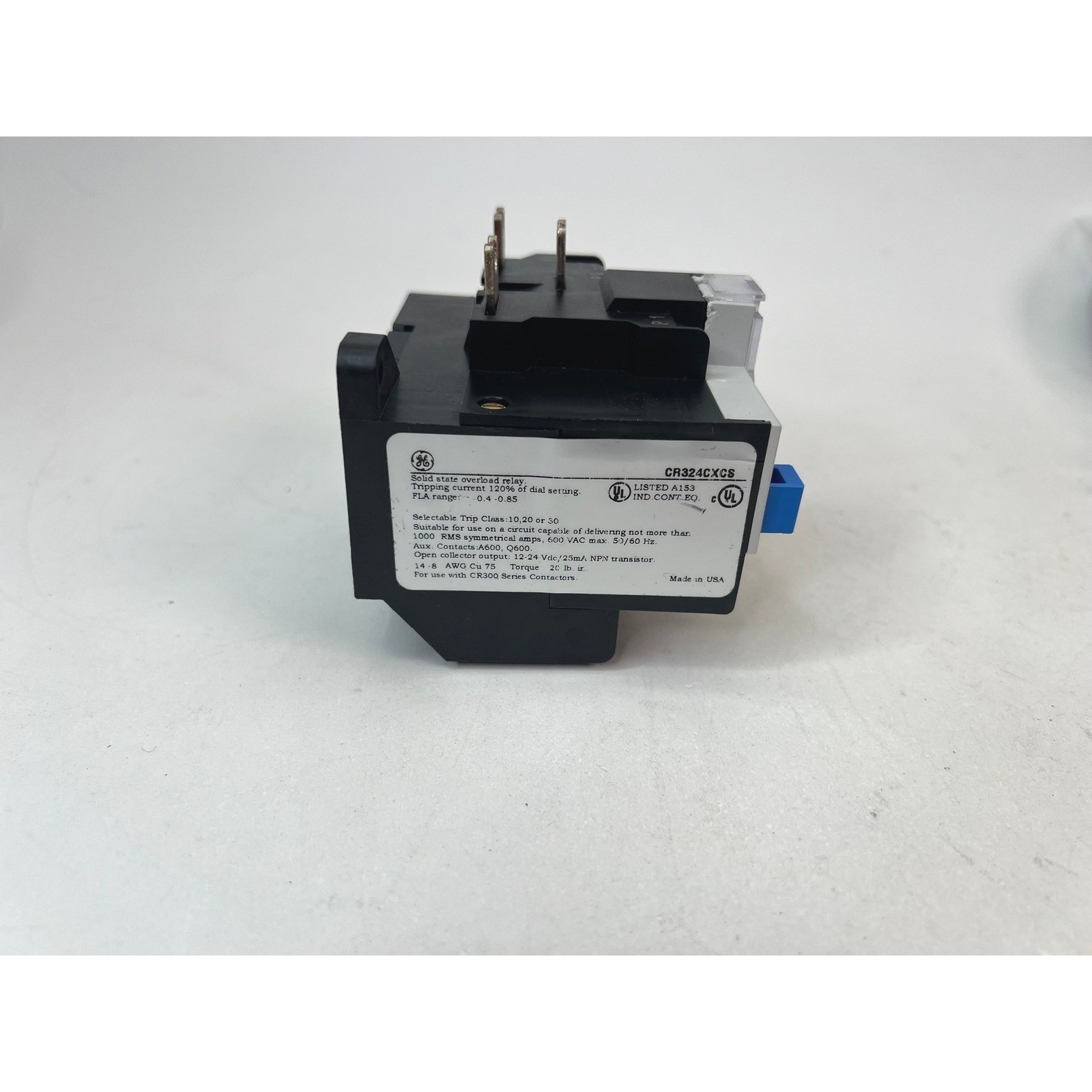 GE CR324CXCS Solid State Overload Relay 10-30 Class Trip
