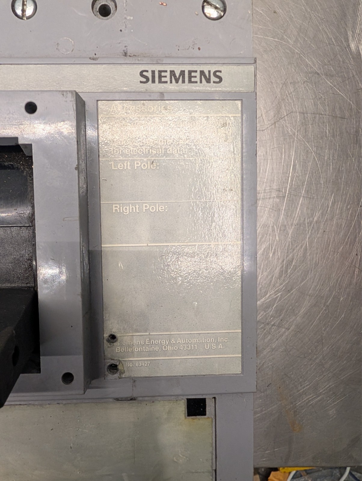 Siemens PXD63S160A 1600 Amp Sentron Molded Case Switch Breaker MB9301 PD/RD