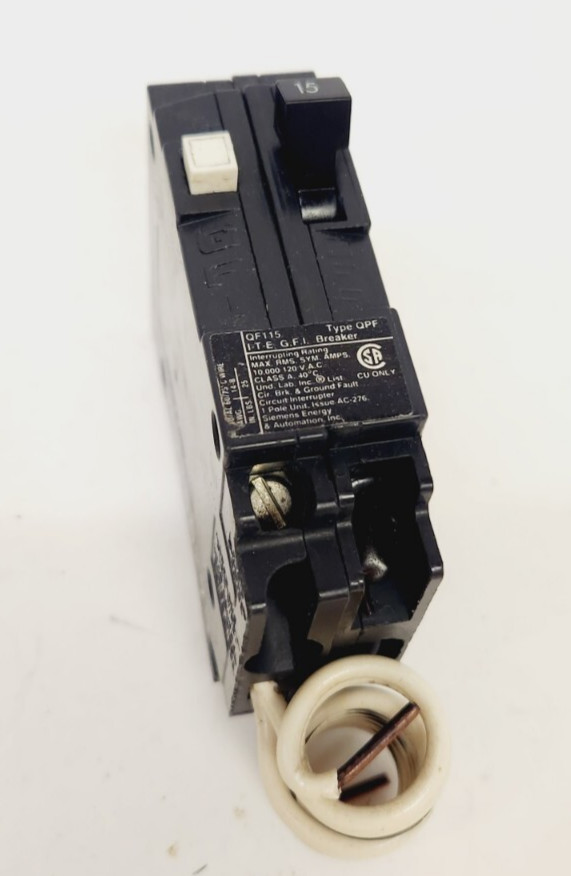 SIEMENS QF115 CIRCUIT BREAKER 1 POLE 120 VAC 15 AMP