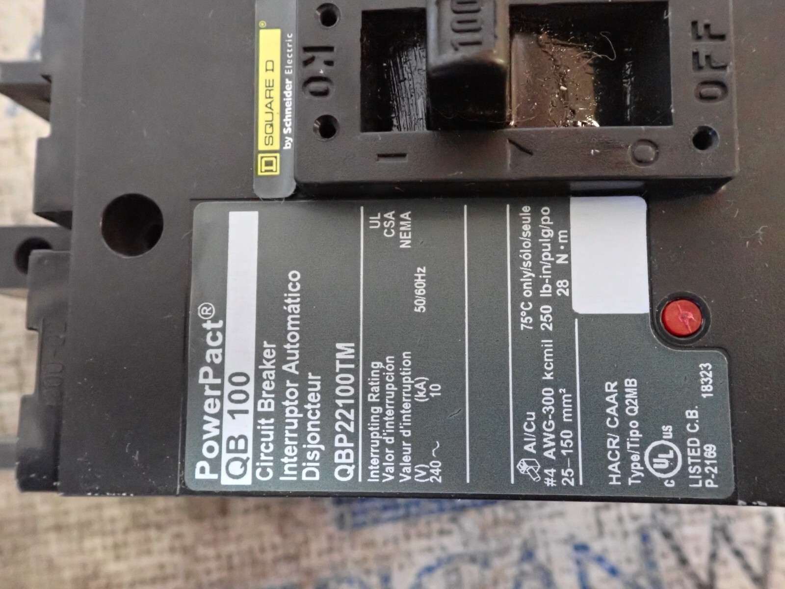 New Square D QBP22100TM 100 amp 2p Top Feed Main Breaker Powerpact 240v
