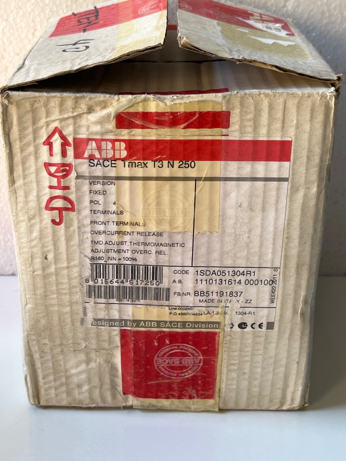 ABB SACE TMAX T3 N 250 1SDA051304R1 CIRCUIT BREAKER