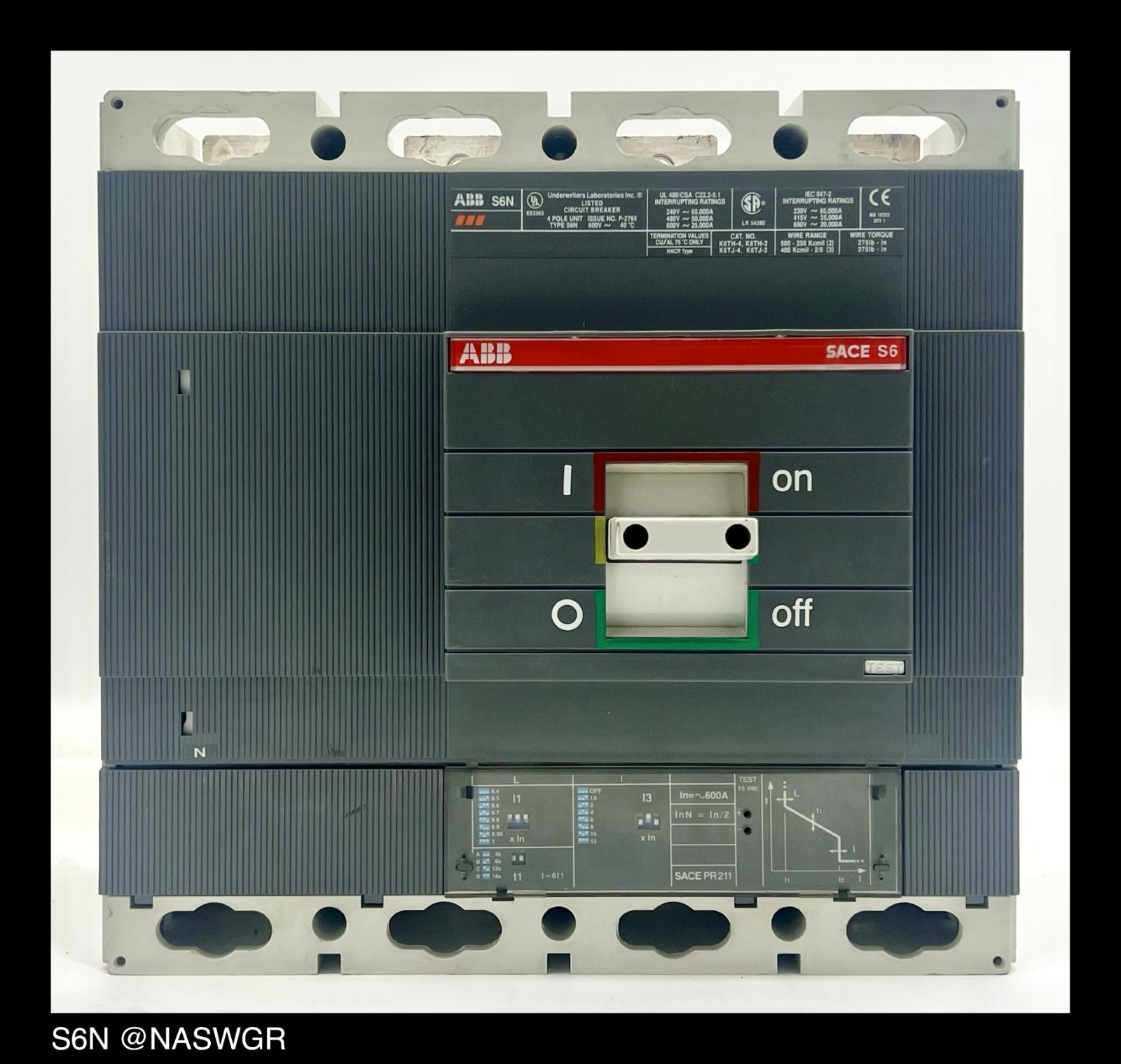 ABB SACE Isomax S6N Breaker w/ Shunt Trip & Aux – 600 Amp – Tested/1Yr Warranty