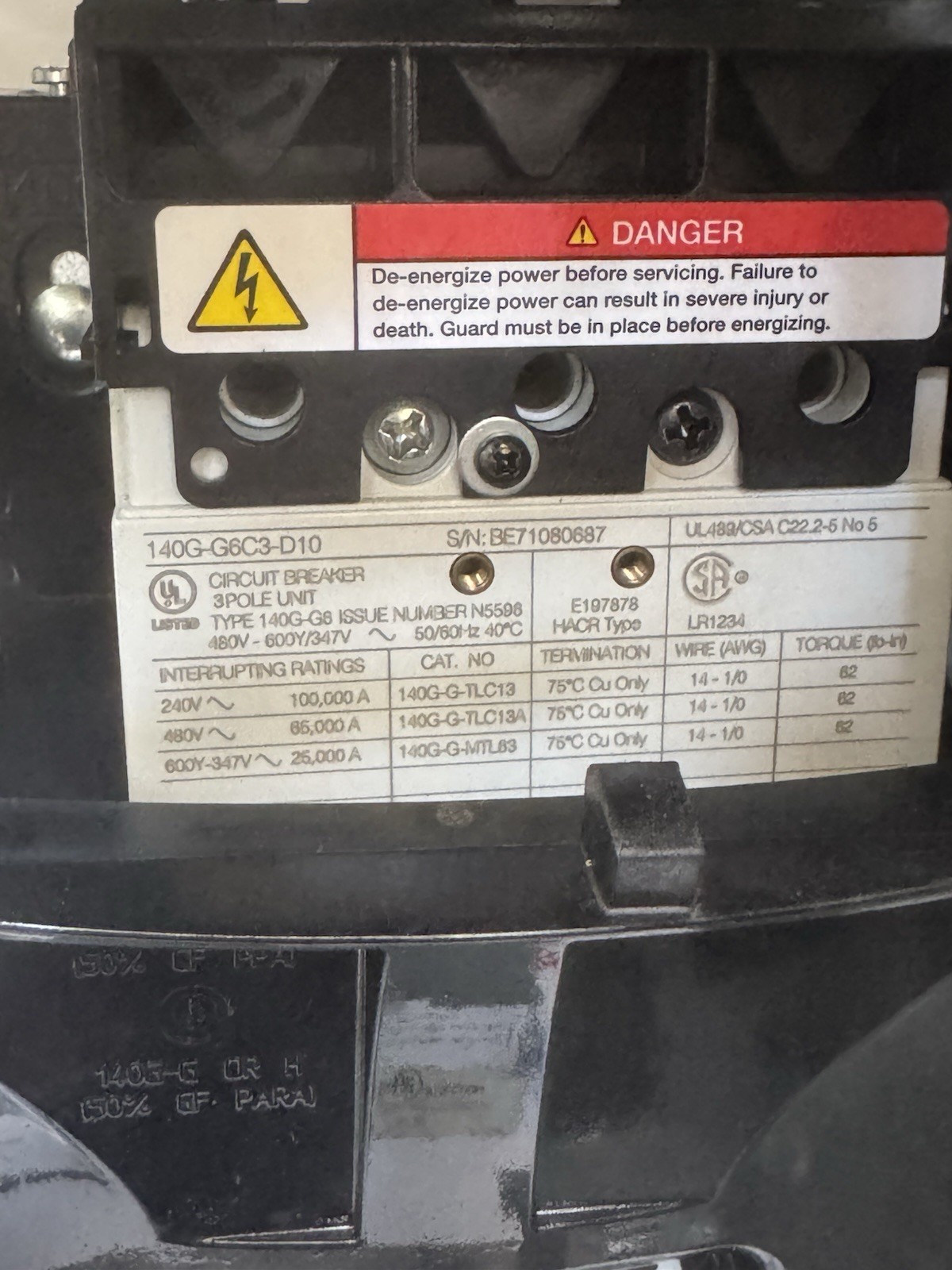Allen Bradley 2193F-AKB-40TGMZ MCC Feeder Bucket 125AF 100AT 480V 3PH 60Hz