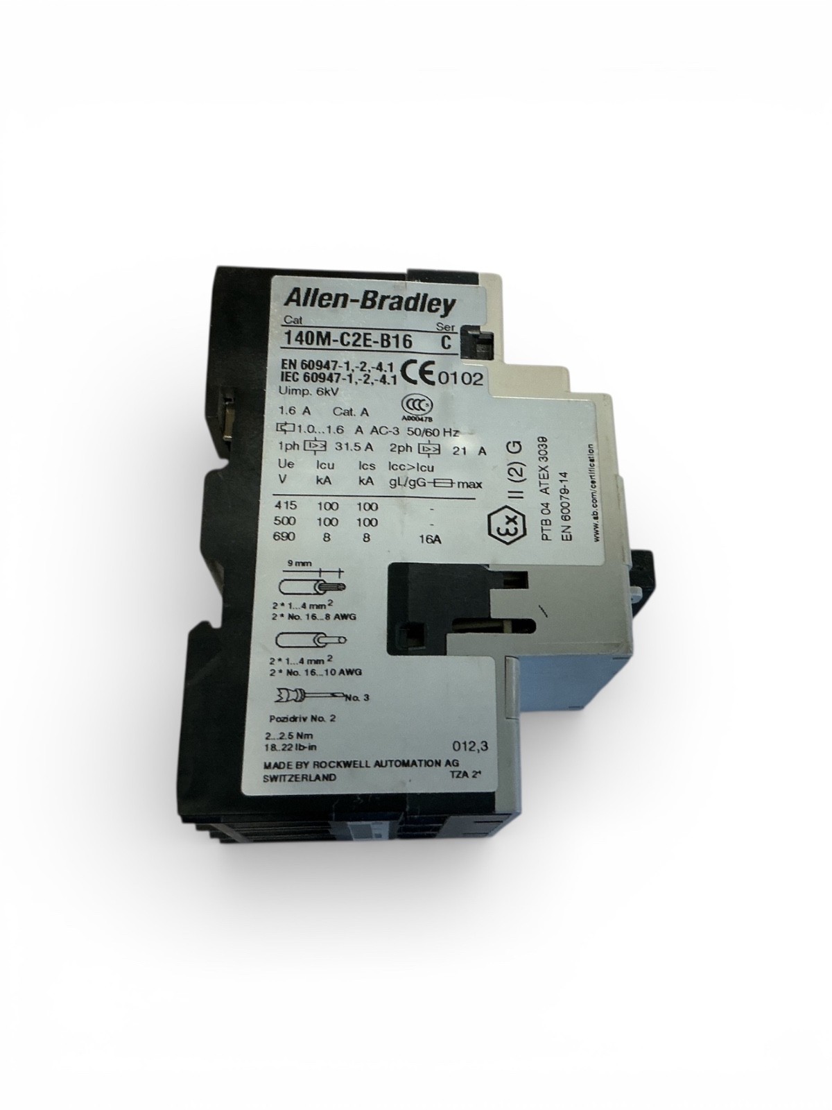 Allen Bradley 140M-C2E-B16 Ser. C Manual Motor Protection Circuit Breaker.