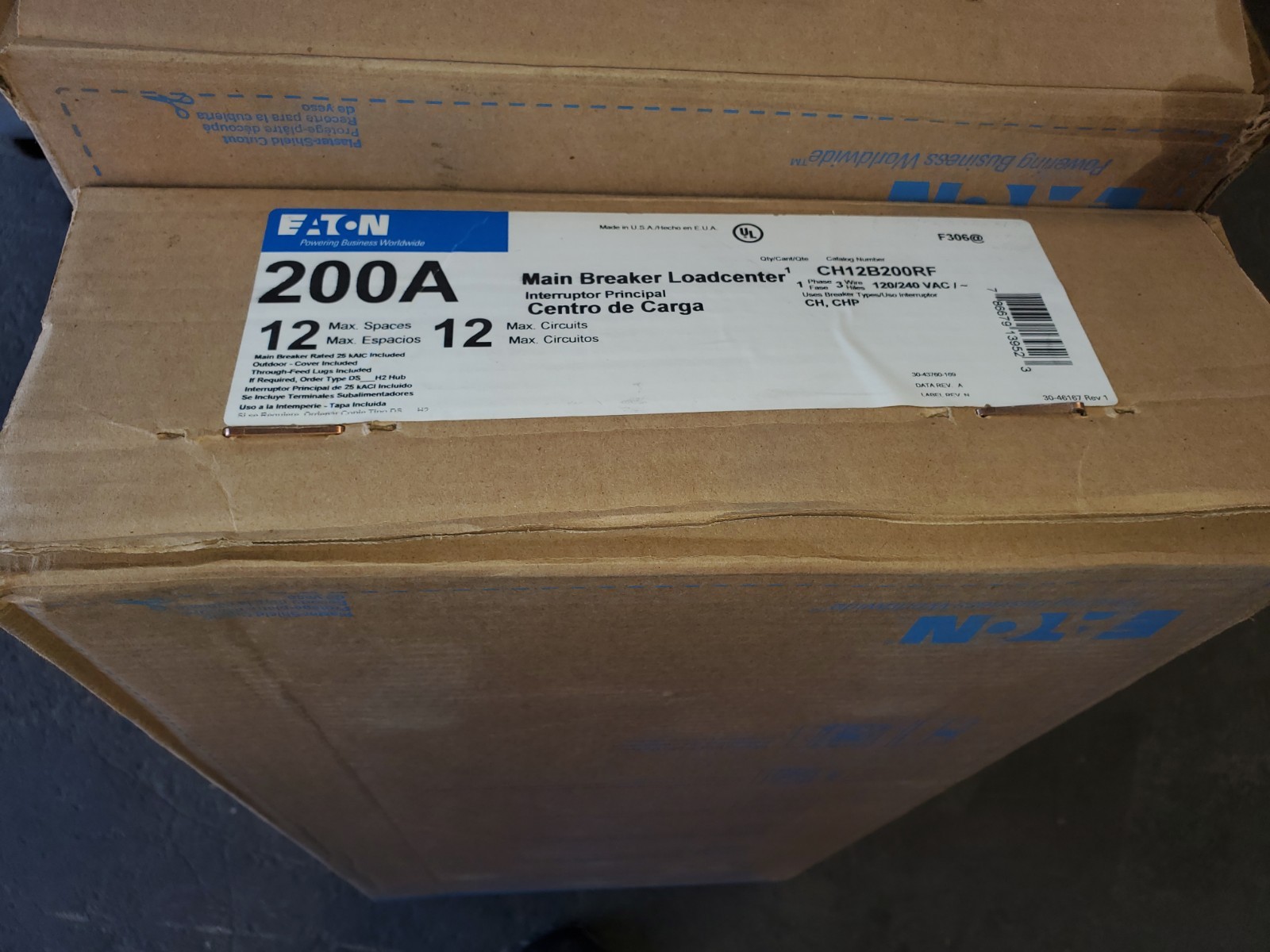 CH12B200RF 200 Amp 12-Circuit Outdoor Main Breaker Plug-On Neutral Load Center