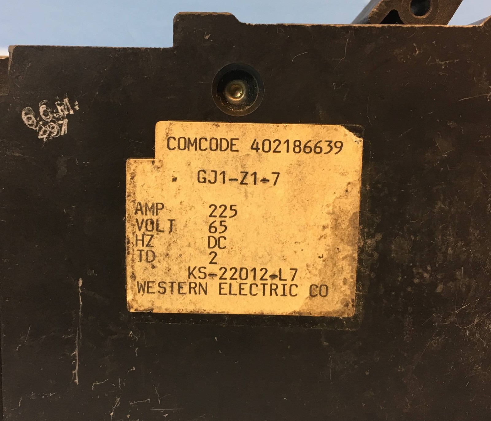 Heinemann GJ1-Z1-7 225A Circuit Breaker 65 Volts DC Hz 1 Pole Eaton 225 Amp