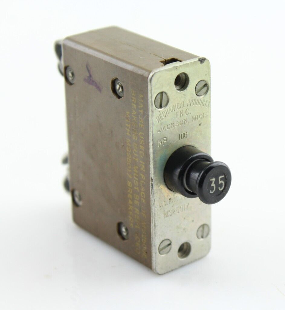 MS25017-35 35A Aircraft Circuit Breaker Mechanical Products Mil Spec MS25005 Al