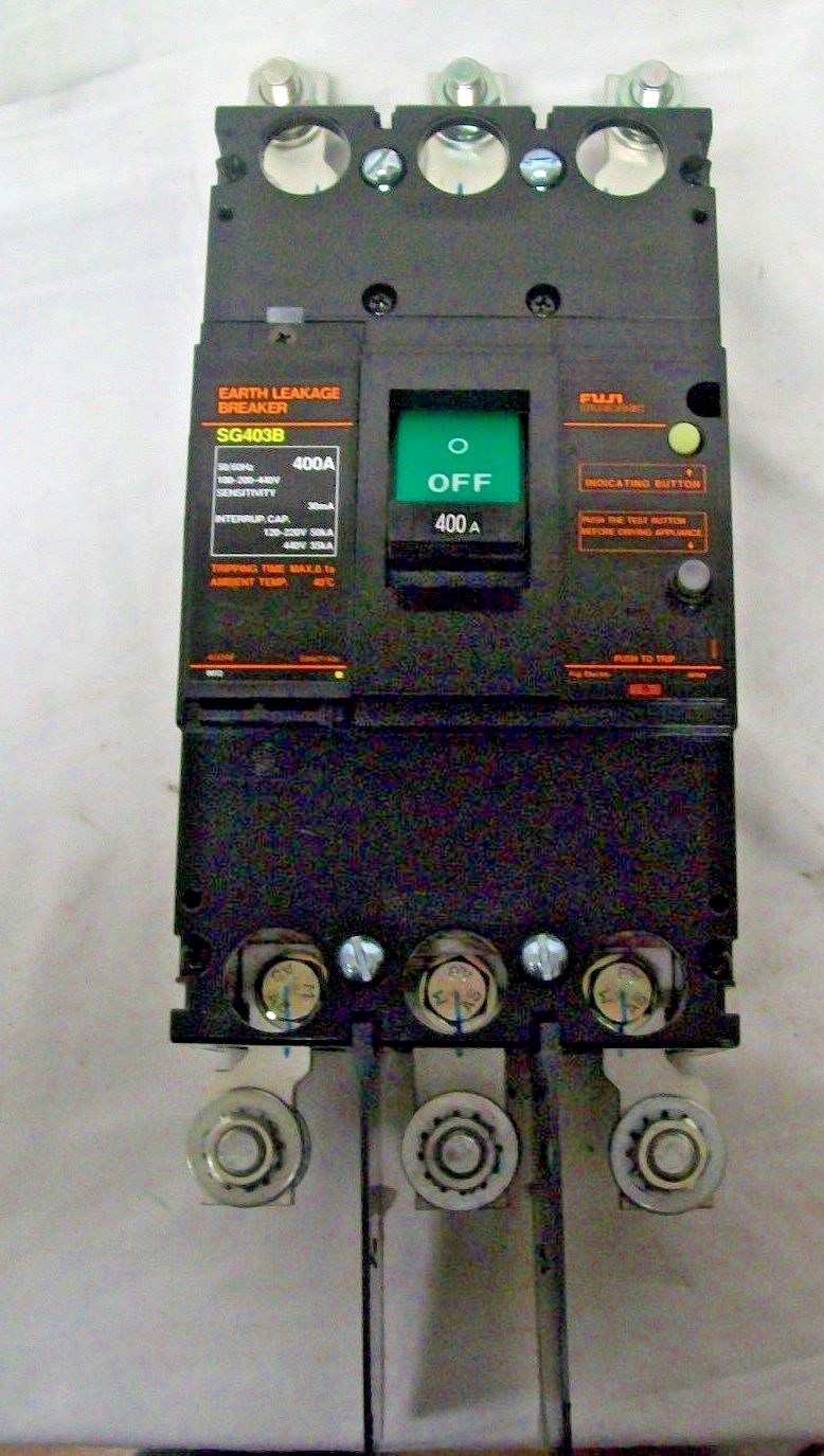 Fuji SG403B 400 Amp 3 Pole Earth Leakage Breaker 120-220V 50kA 440V 35kA 50/60