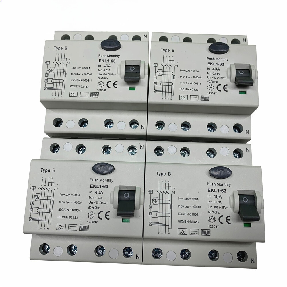 EKL1-63B 4P 30mA B Type RCD RCCB AC DC 10KA 400V ELCB Circuit Breaker Price