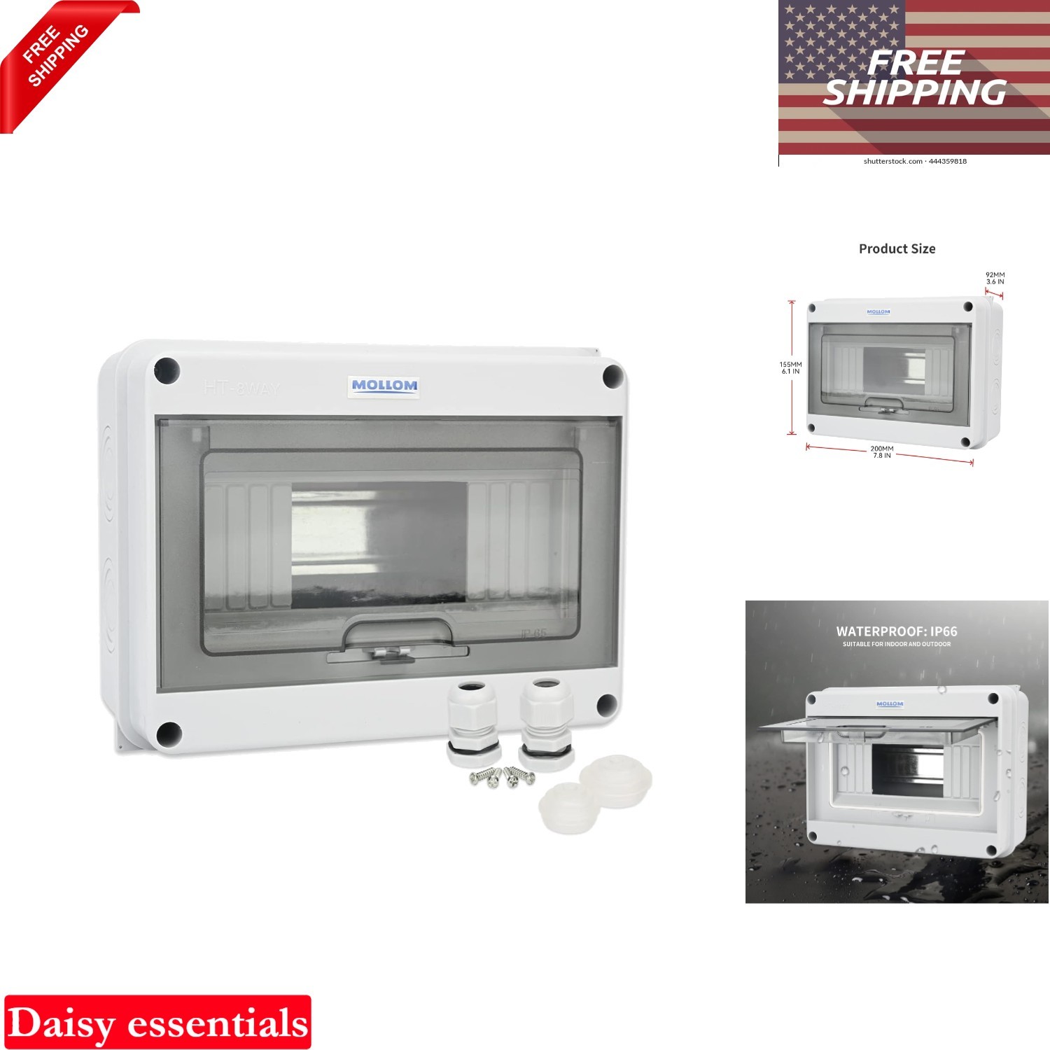 8 Way Circuit Breaker MCB Distribution Box Waterproof for Indoor Outdoor Use