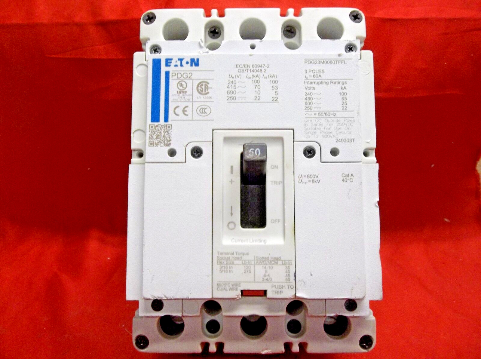 EATON PDG23M0060TFFL circuit breaker 335A7