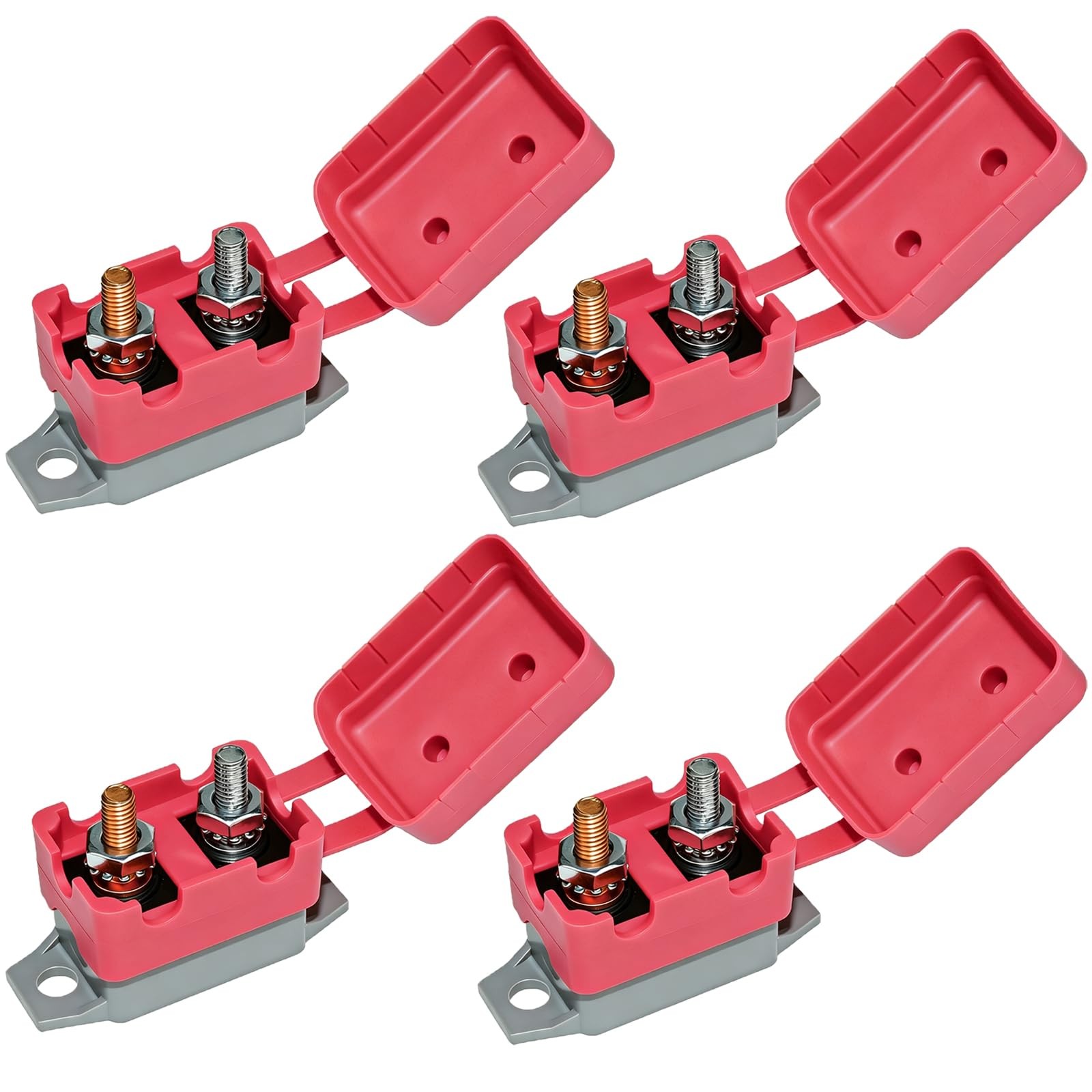 4PCS Auto Reset Circuit Breaker, Stud Type Circuit Breakers with Cover, 12V – 24