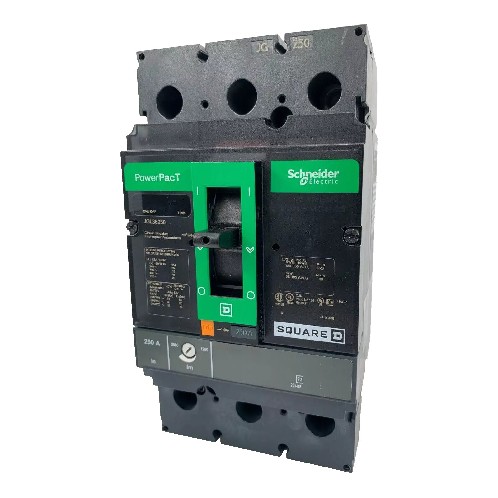 NIB – Square D – JGL36250 – 250A, 3-Pole, 600V, Thermal Magnetic Circuit Breaker