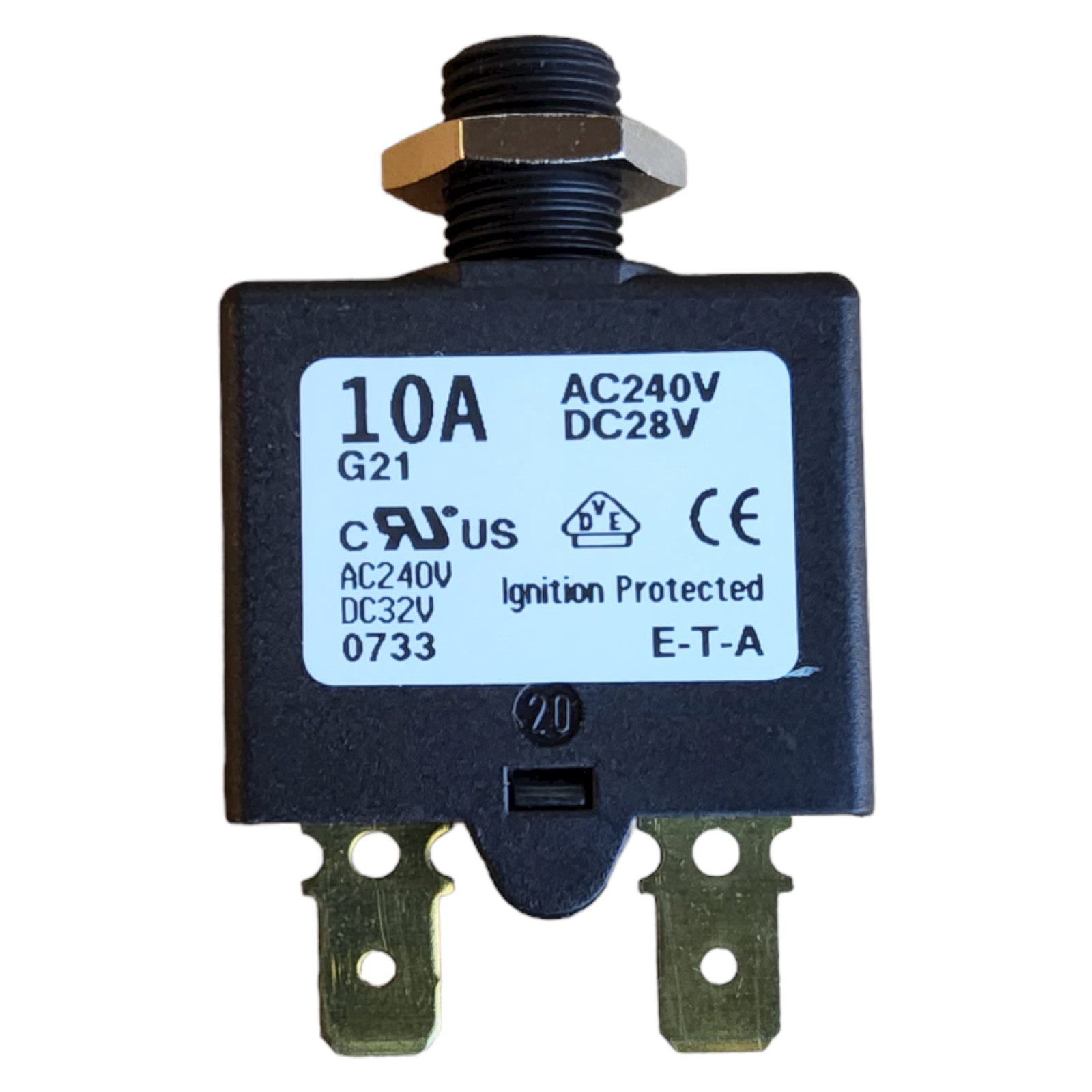 10A ETA Circuit Breaker Push To Reset Panel Tharmal AC 240V DC 28V 1658 with Nut