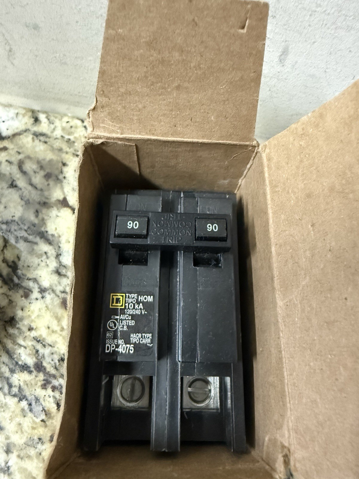 Square D Homeline 90A 2-Pole 120/240 Vac Mini Circuit Breaker – Black (HOM290CP)