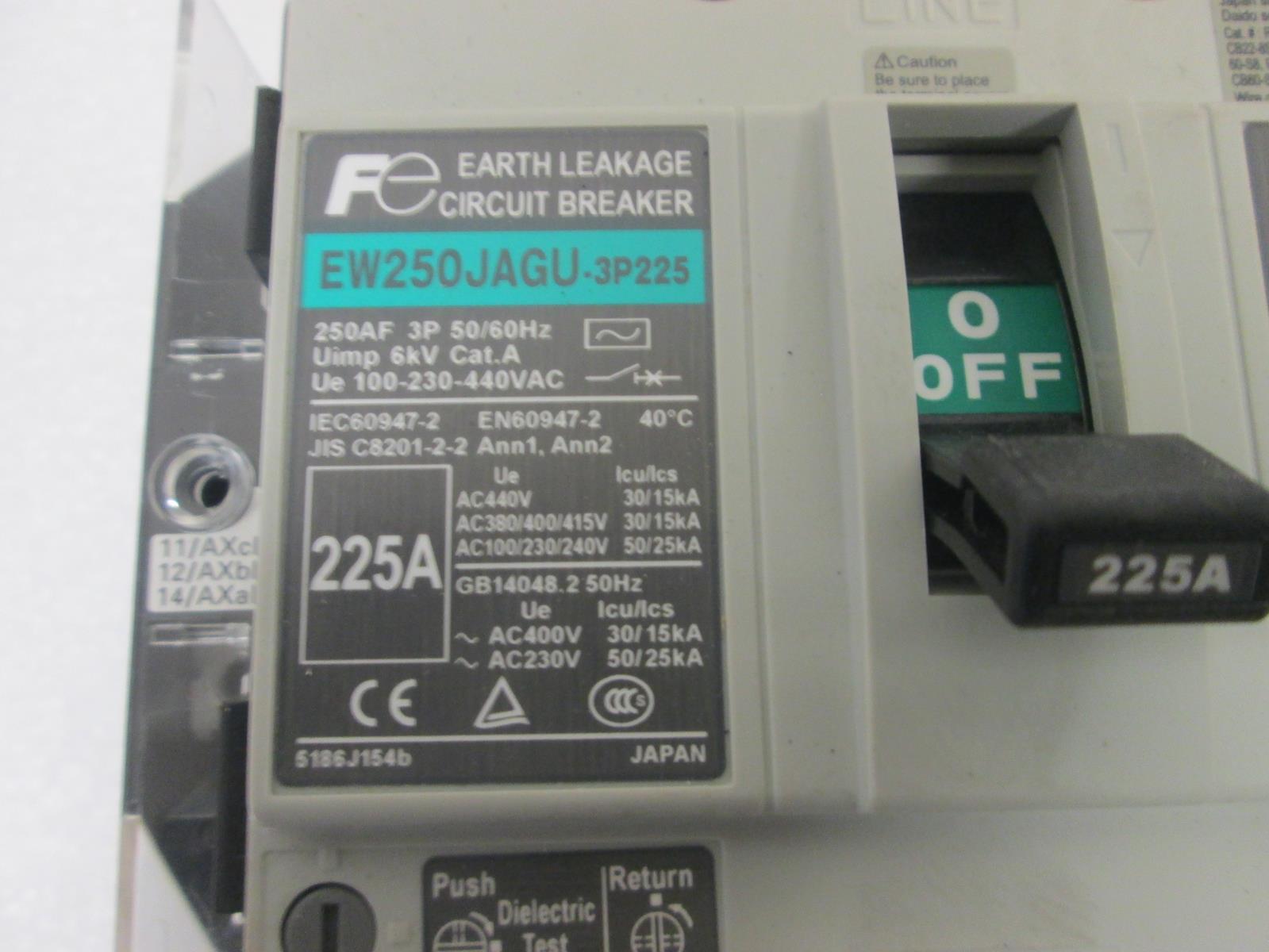 FUJI ELECTRIC EW250JAGU-3P125 EARTH LEAKAGE CIRCUIT BREAKER