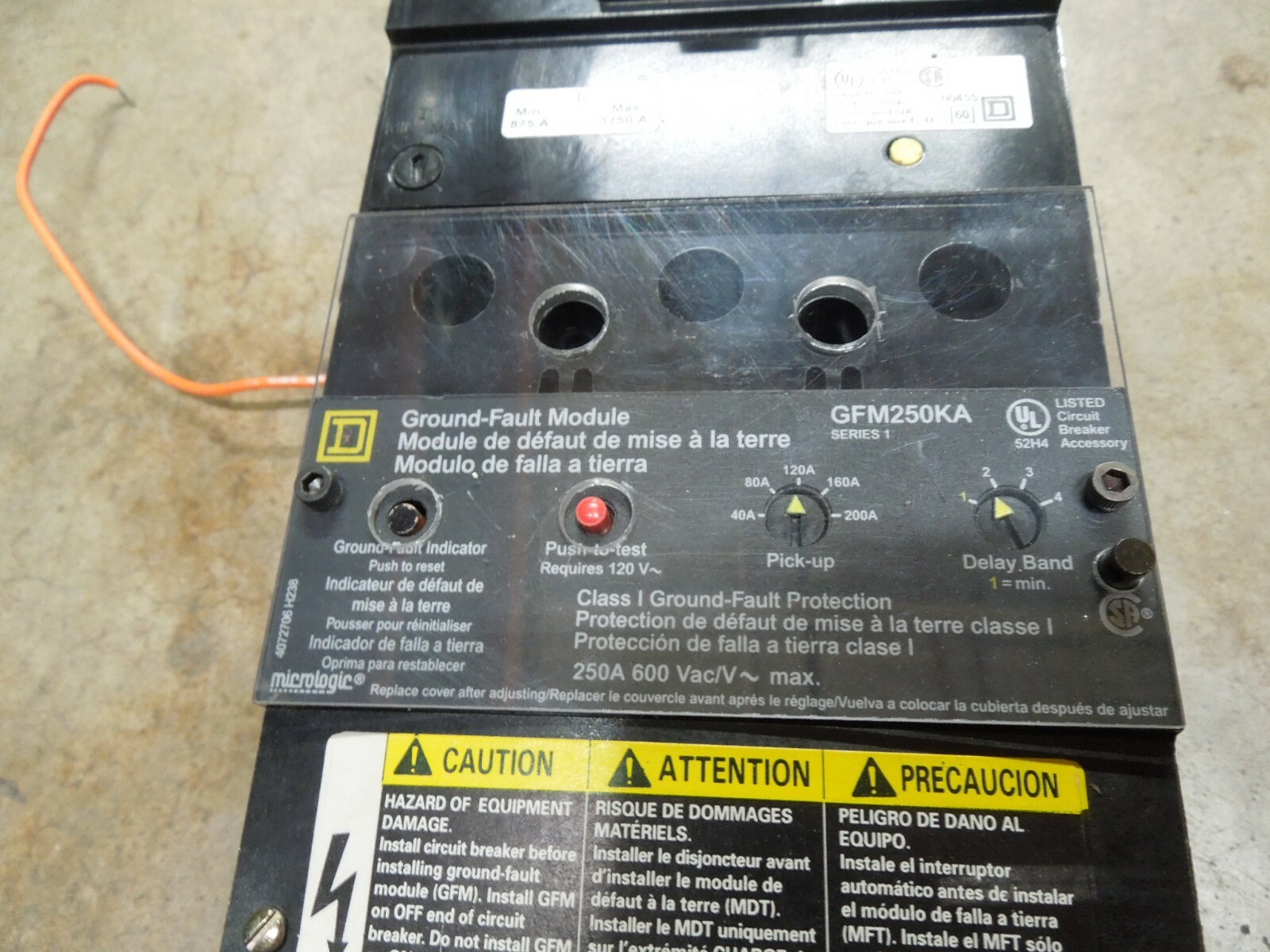 Square D KHL36175G 175A 3p 600V Circuit Breaker GFM250KA Ground Fault Module
