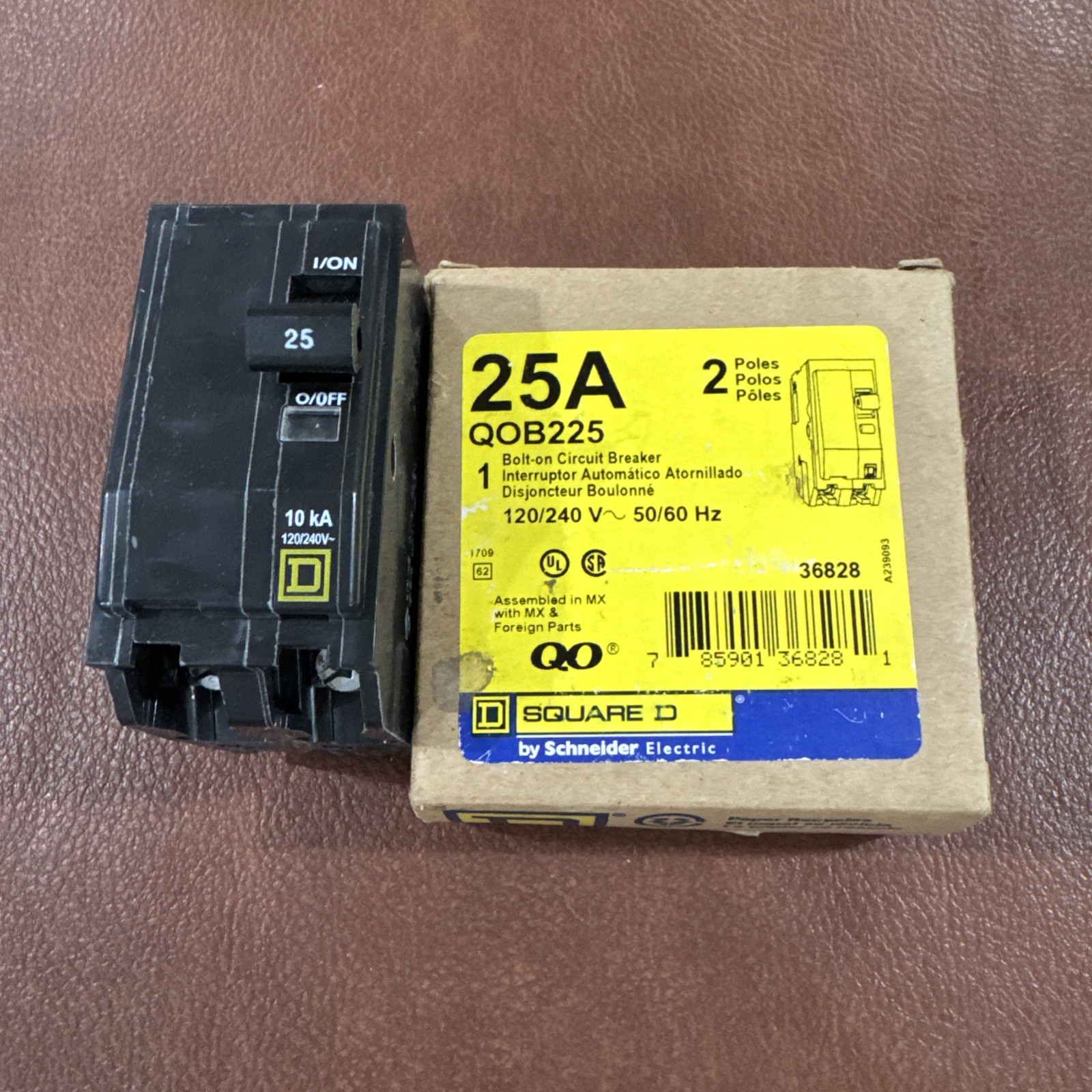 Square D QOB225 2 Pole 25A 120/240V Bolt-on Circuit Breaker 2P 25 Amp