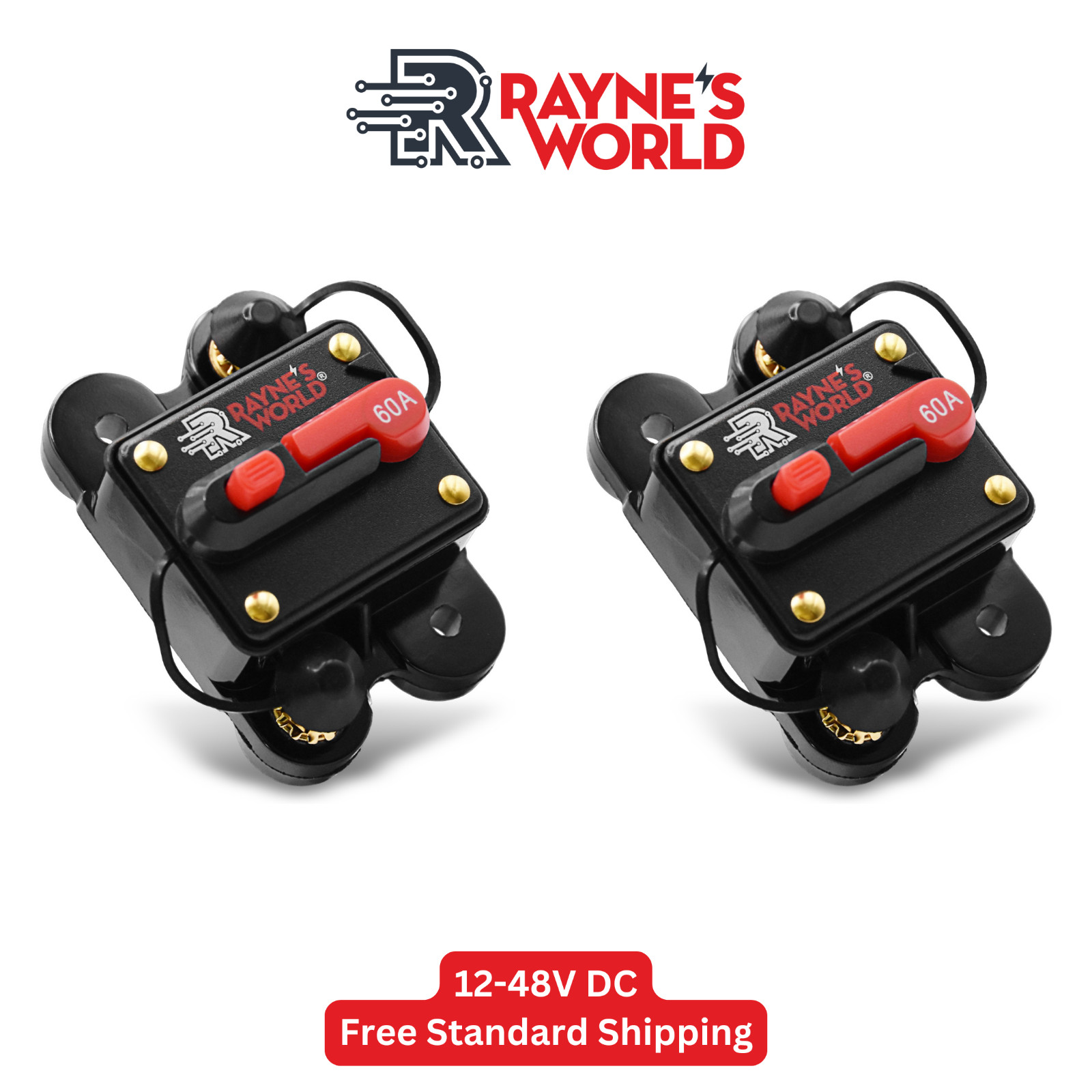 2 PACK 60 Amp Waterproof Circuit Breaker Auto/Marine/Solar 12-48V DC