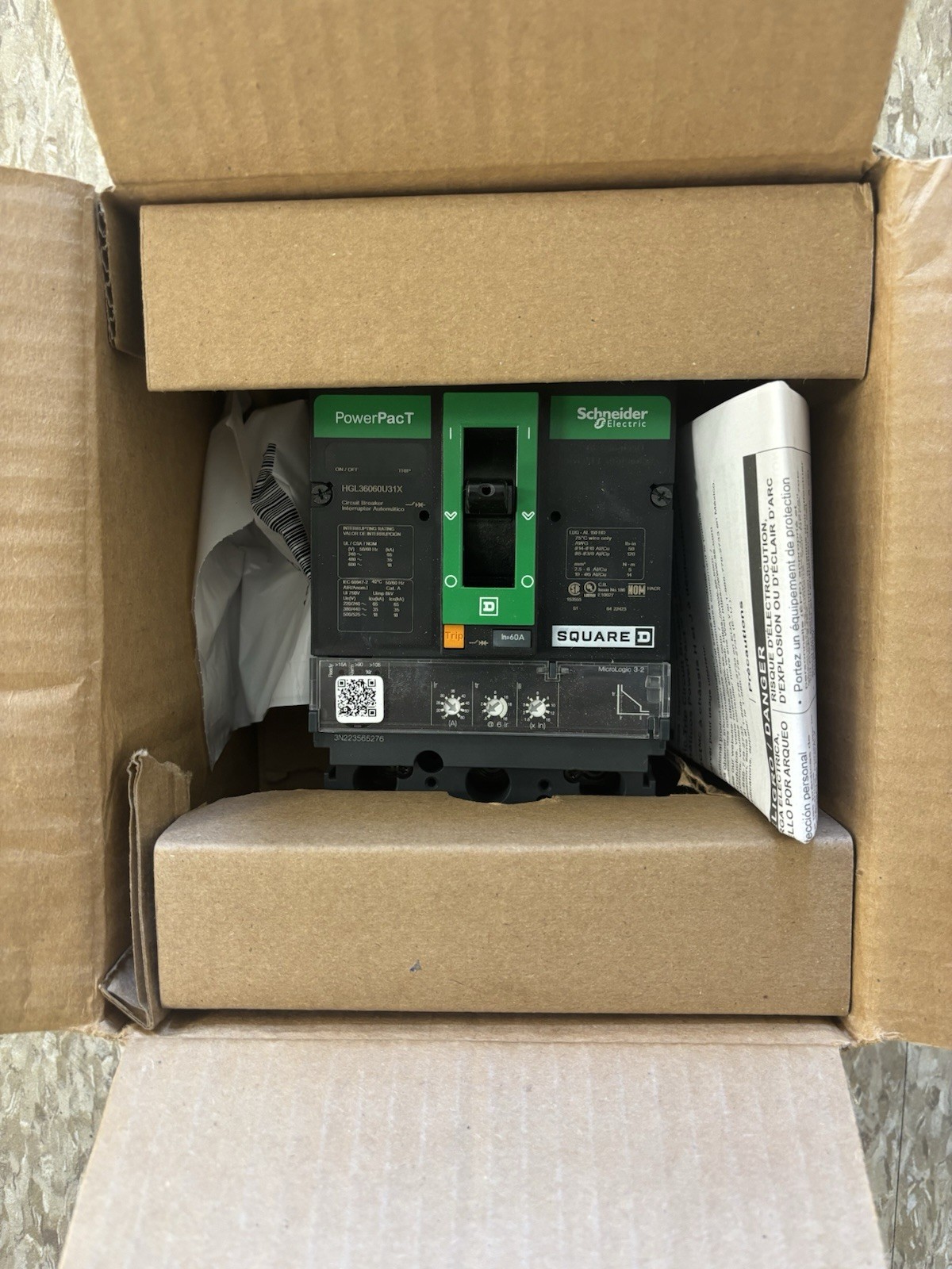 NEWSquare D HGL36060U31X 60A 3P 600V Circuit Breaker
