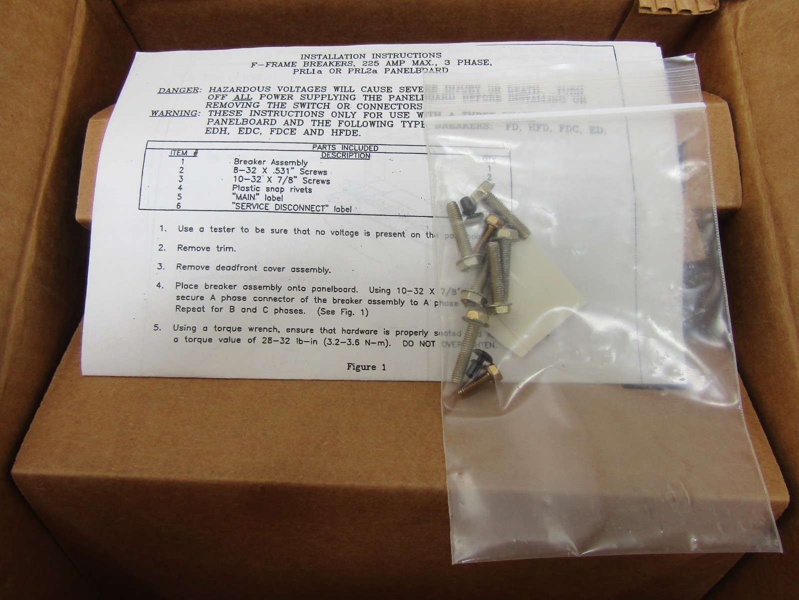 NEW Eaton BKFD125T 125 Amp 480V Main or Subfeed Breaker Kit PRL1a 2a FD3125BP10