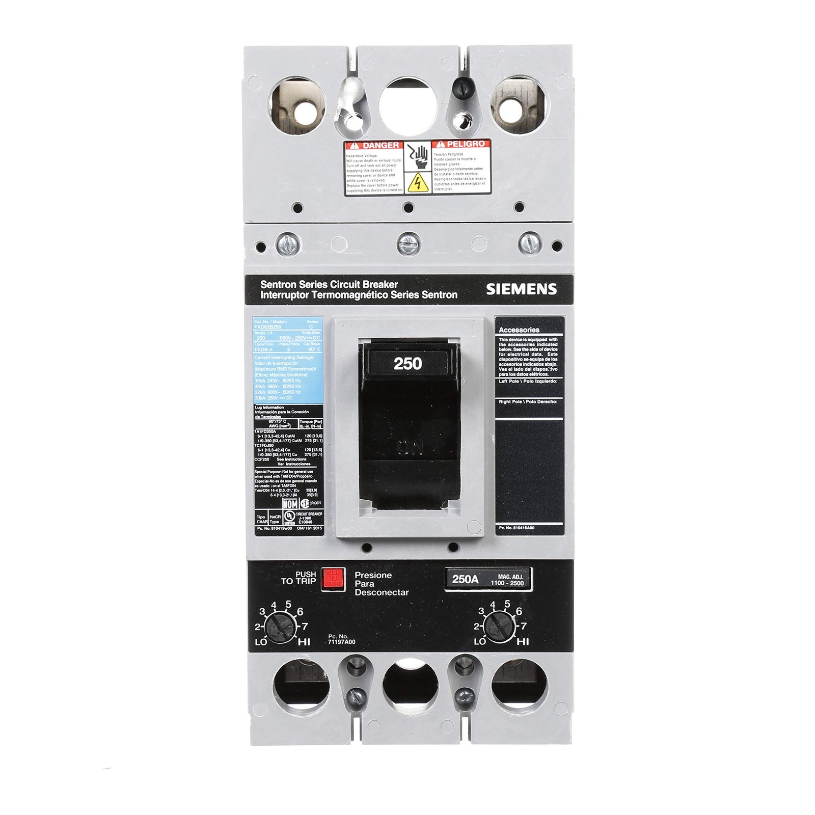 Siemens FXD62B250 250 Amp Type FXD6-A Circuit Breaker