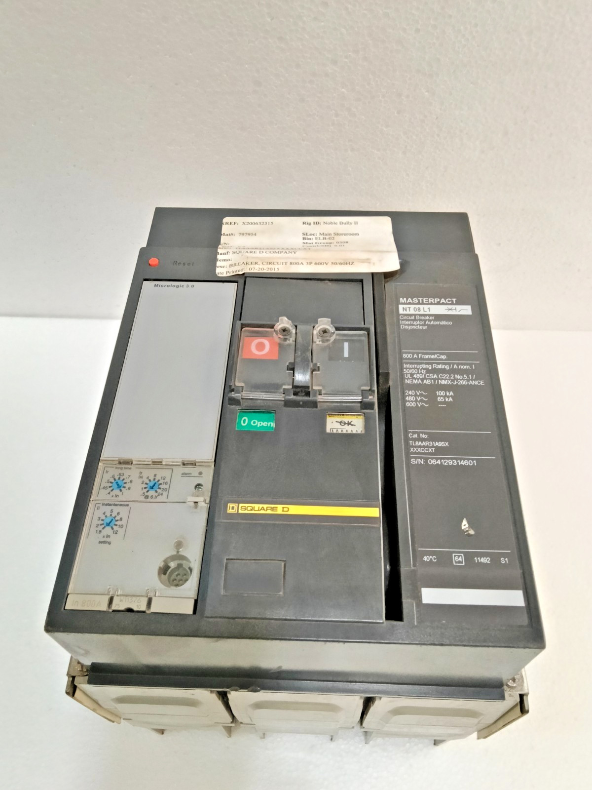 *NEW NO BOX* Square D Masterpact NT08L1 3 Pole 800 Amp Circuit BreakerMicrologic