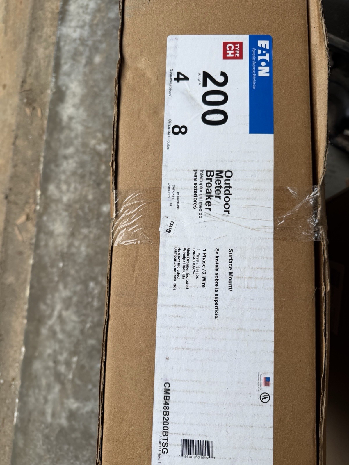 Eaton CH 200A Outdoor Main Breaker 120/240VAC Surface Mount CMB48B200BTSG